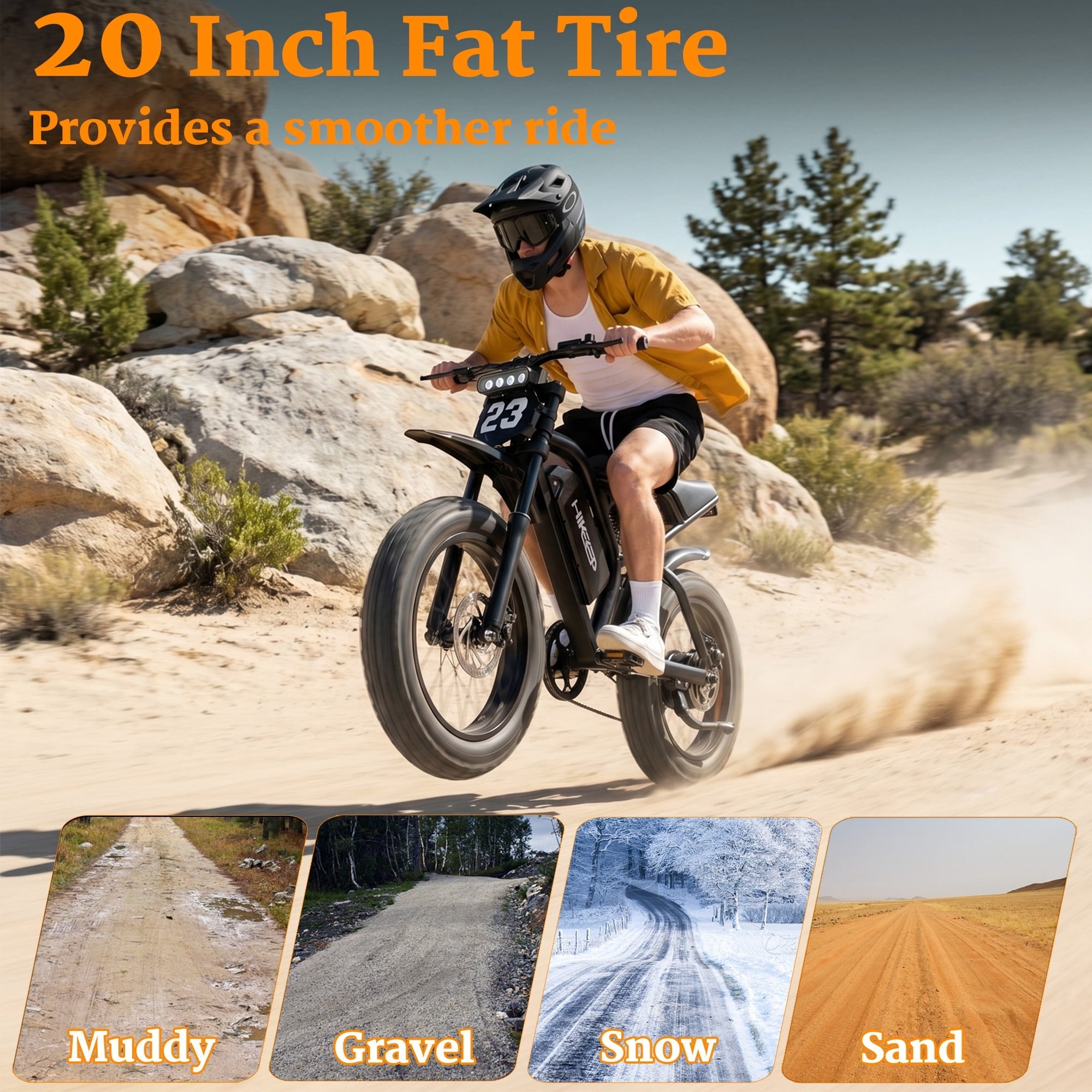 HeloKeep Electric Bike for Adults, 1500W Peak, 20x4 Fat Tire Off-Road Electric Mountain Bike, 48V 17.5Ah Removable Battery UL 2849 Certified, Full Suspension, 30 MPH