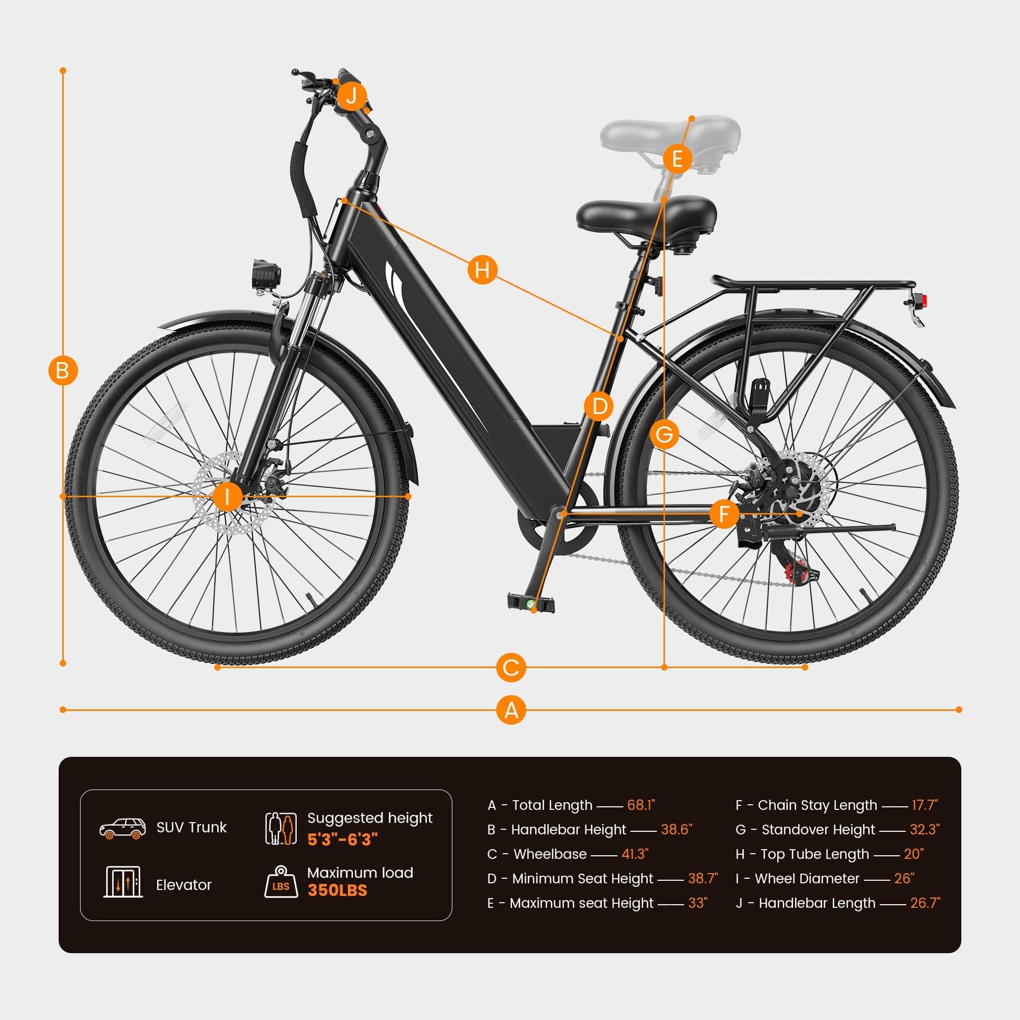Actbest 26 Electric Bike for Woman, Peak 1200W Motor, 48V 15Ah Battery , 7-Speed, Front Suspension & LCD Display, Wide saddle suitable for women riders, Mountain EBike for Adults