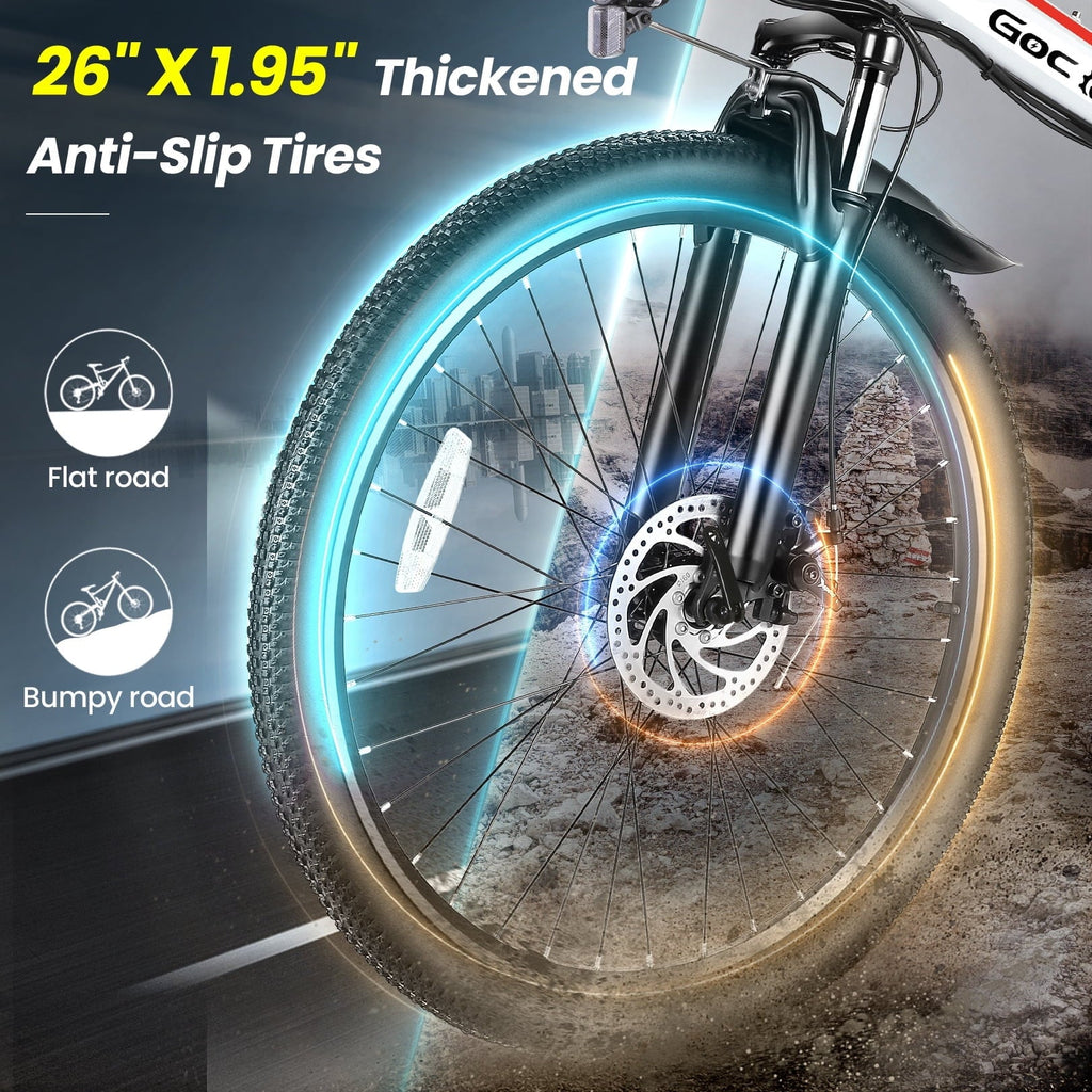 Gocio 26 Folding Electric bike for Adults, 750W Peak Motor 48V 7.8Ah Battery, 21 Speed Mountain Ebike, UL2849