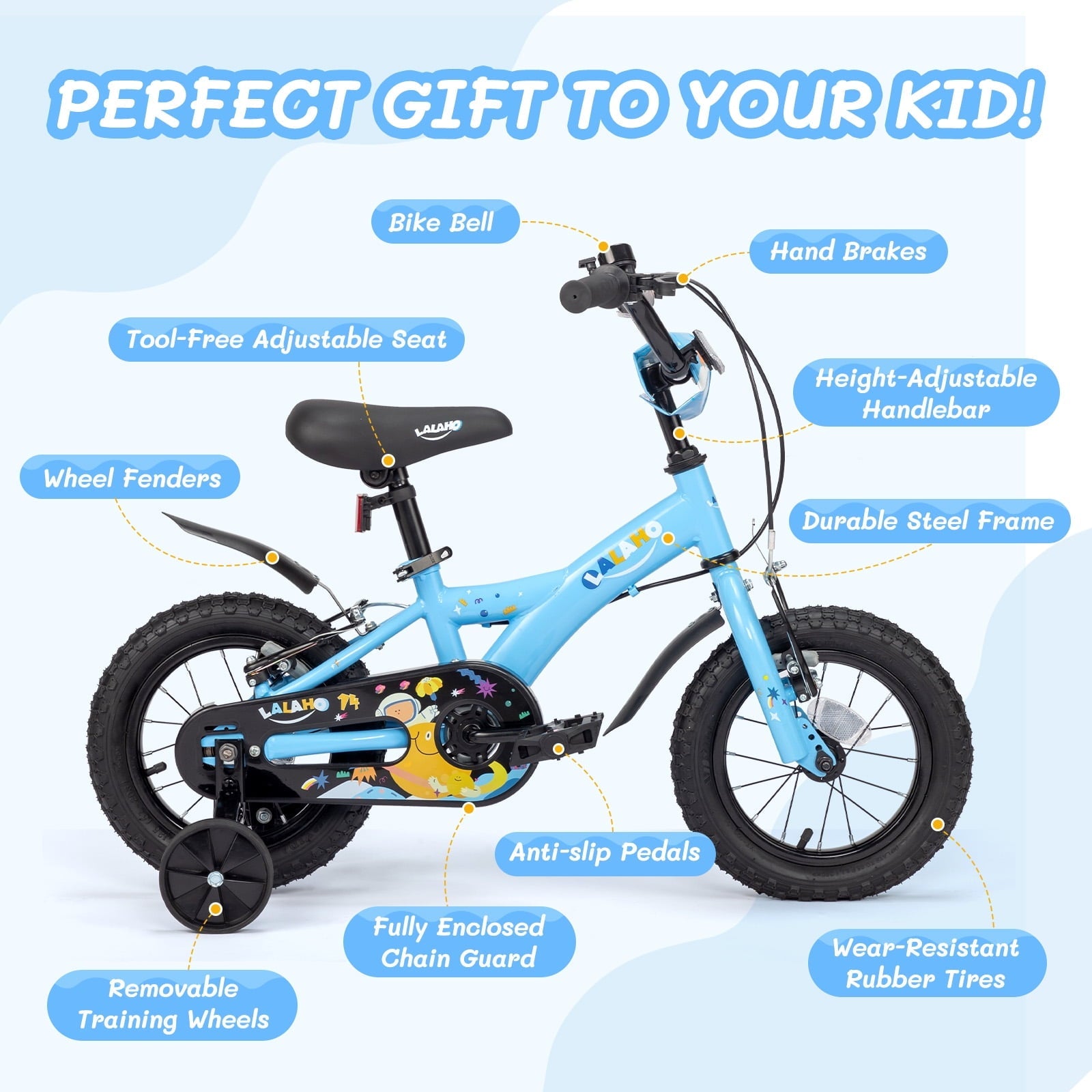 Ktaxon Bike, 18 Inch Bicycle with Training Wheels and Kickstand, Easy to Assemble, Learning to Ride, Blue