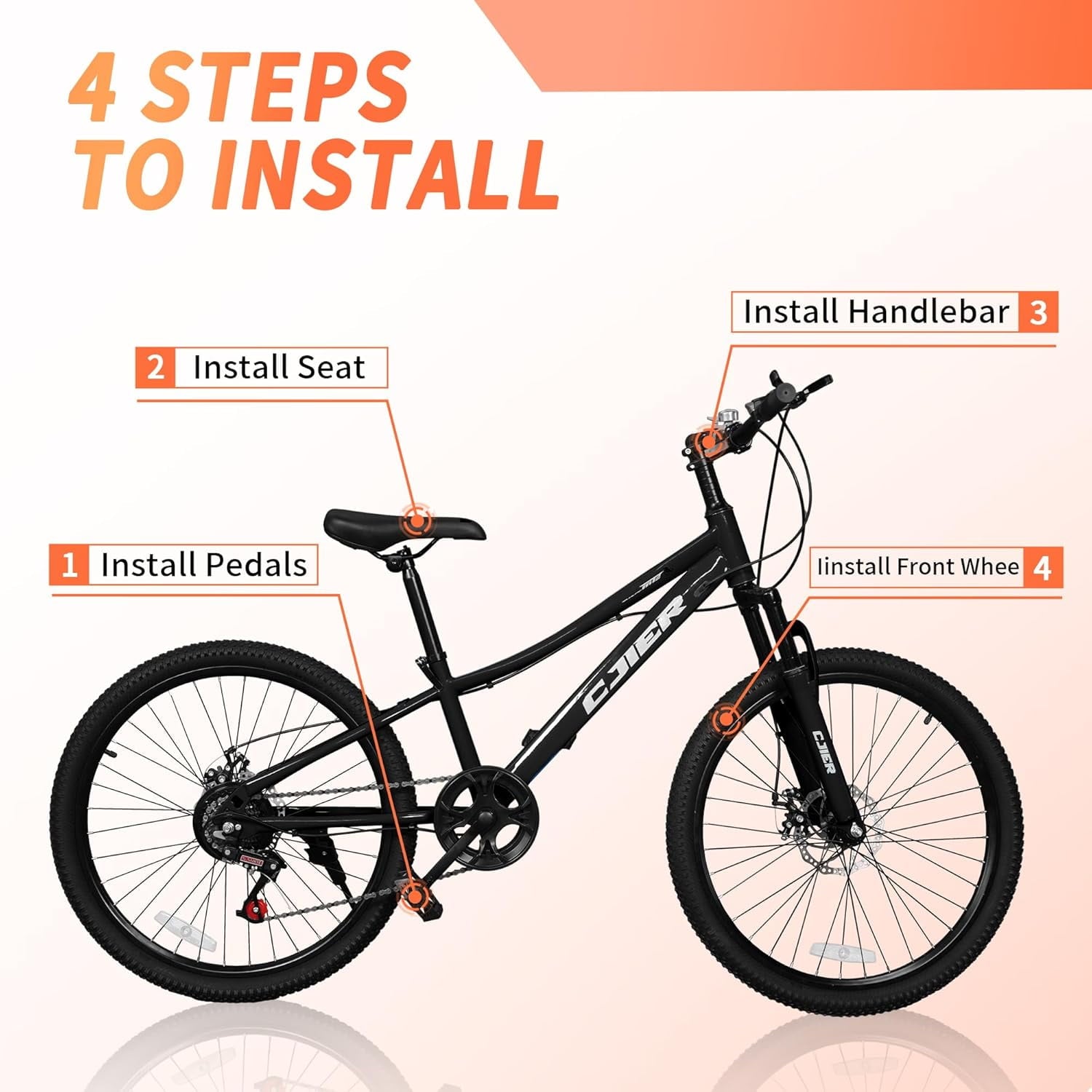 DEYGIA 20 Inch Kids Mountain Bike, Bikes for Boys, 7-Speed with Front Suspension, Dual Disc Brakes & Knobby Tires for Ages 6-14, Multi Color