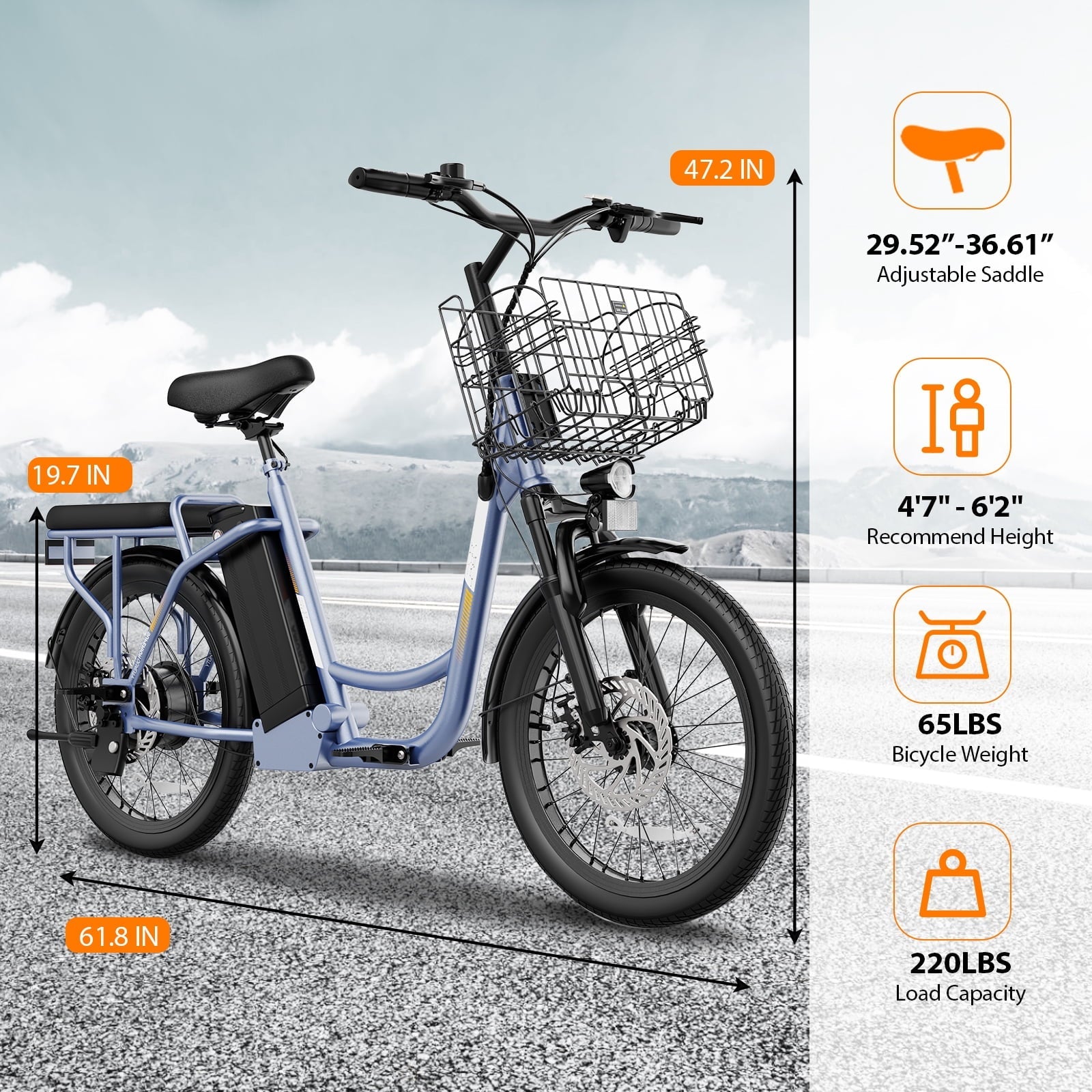 SANOPY 500W Electric Bike for Adults,48V Removable Battery,20 Mile Range&20MPH Max Speed,Electric Scooter with Seat,Commuter E-scooter for Adults and Teens,Gray,UL2272
