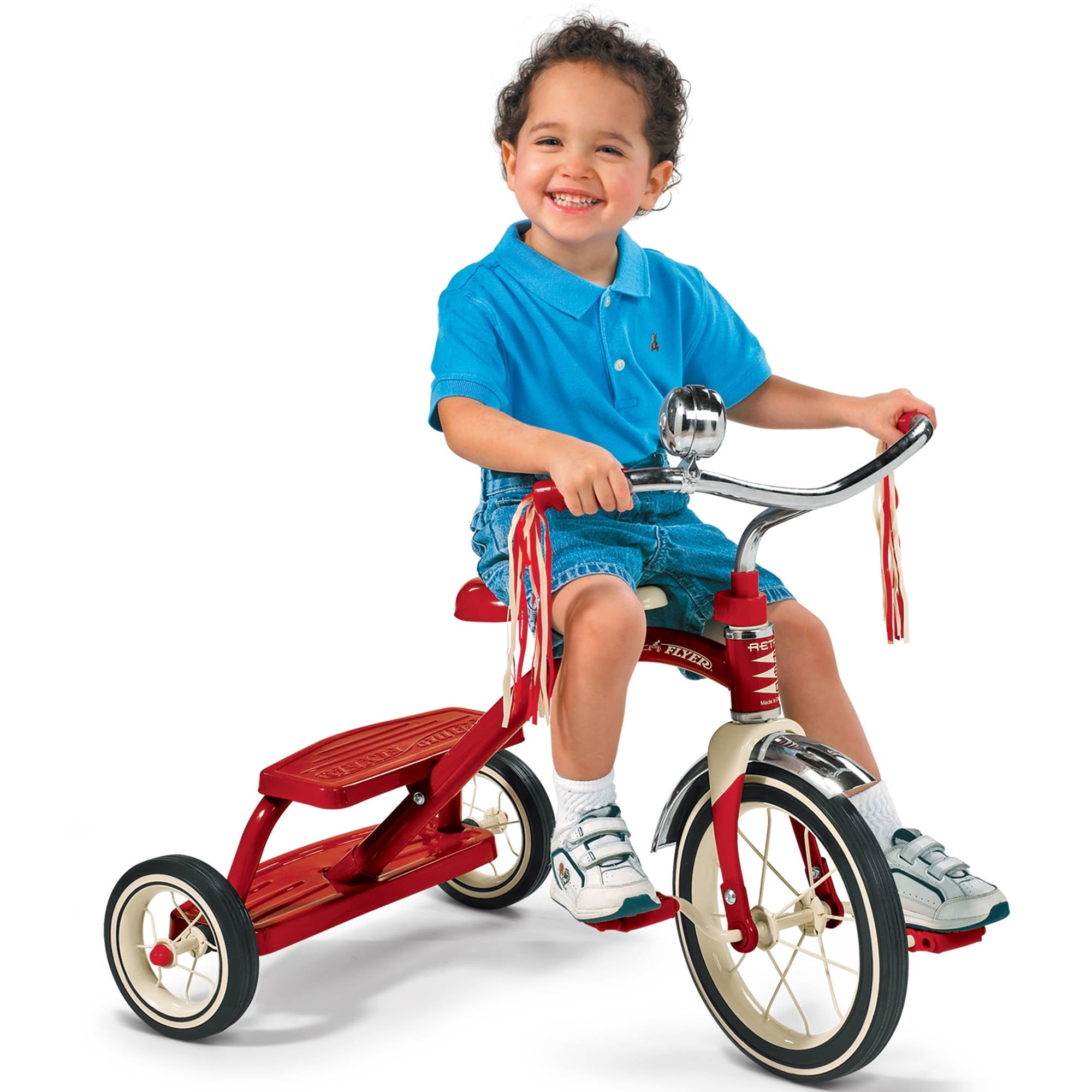 Radio Flyer, Classic Red Dual Deck Tricycle, 12 Front Wheel, Red, Kids Ages 2.5 - 5 Years