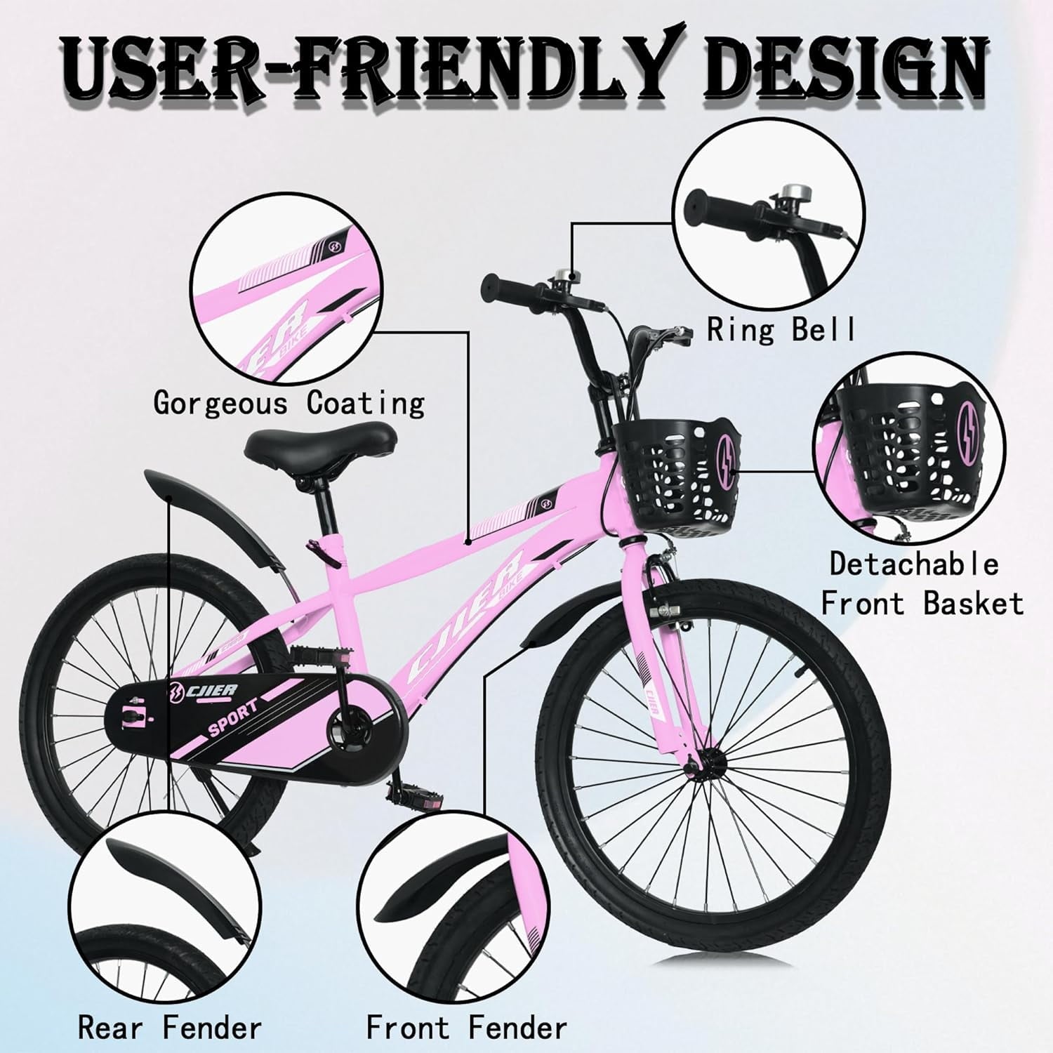 NEORIVER 14 Kids Bikes for Girls and Boys, Kids' Bicycles with Training Wheels, Ages 3-5 Years