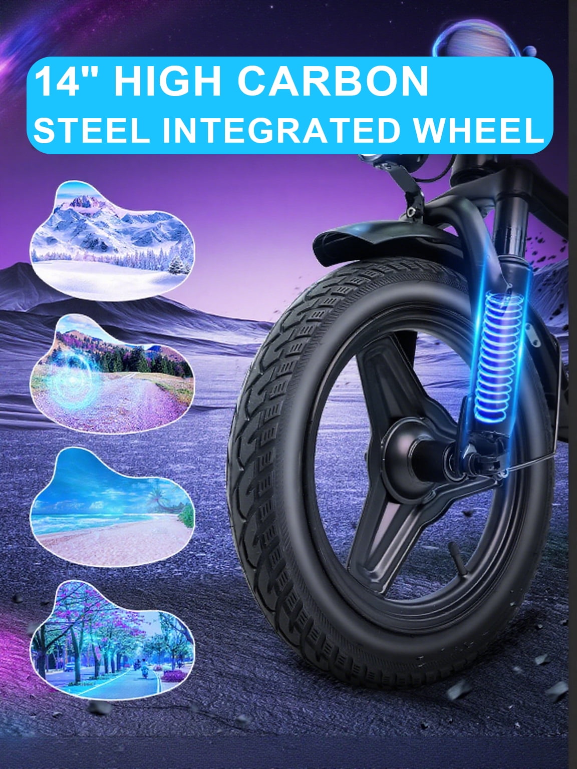 SHCNTEKU 14IN Folding Ebike, Features a high capacity 500W Peak Motor for Adults Teens, Removable Battery 25 Miles 20mph Electric bicycles,UL 2849