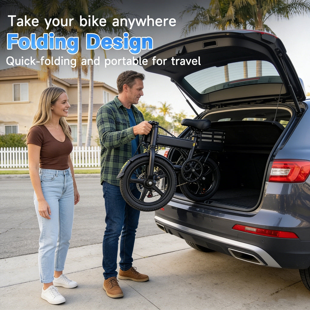 14 Folding Electric Bike for Adults with Basket,500W Peak Motor,20MPH 35 Miles,432Wh Battery,Commuting/Shopping Mini Ebike,UL2849