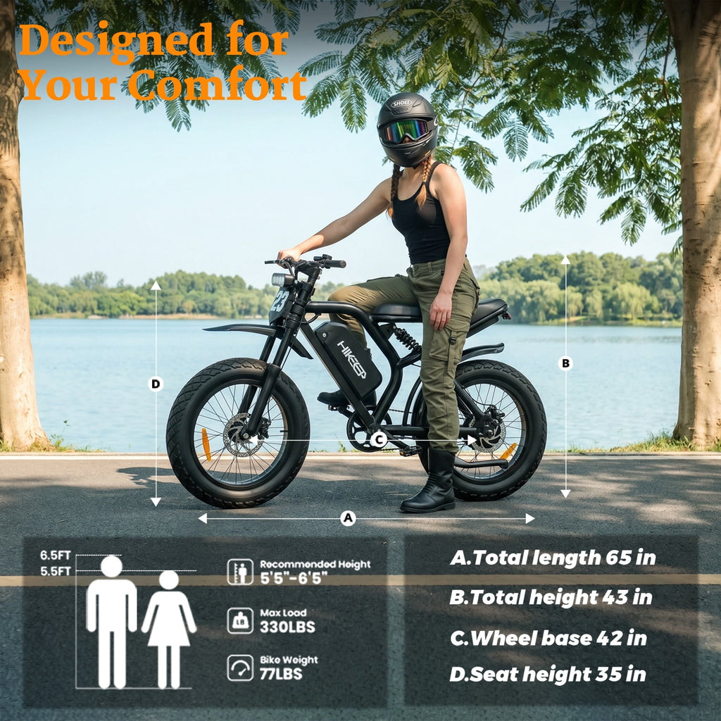 HeloKeep Electric Bike for Adults, 1500W Peak, 20x4 Fat Tire Off-Road Electric Mountain Bike, 48V 17.5Ah Removable Battery UL 2849 Certified, Full Suspension, 30 MPH