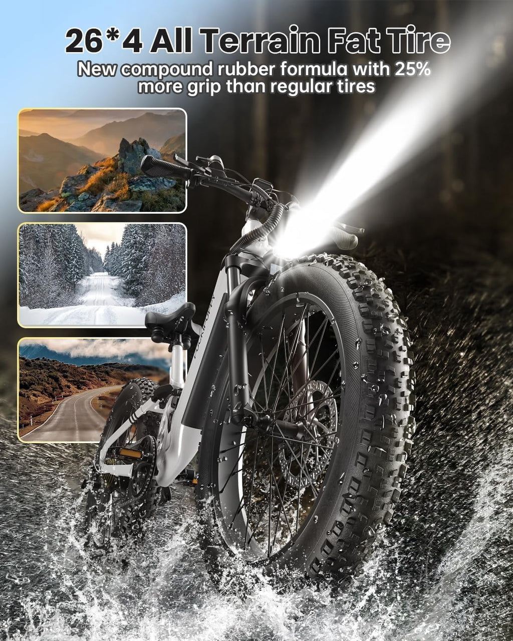 PUCKIPUPPY Electric Bikes for Adults 26 Step-Thru Ebikes 960W Peak Motor 80Miles Range 28mph Max Speed 48V 20AH Battery Full Suspension Fat Tire Mountain E Bike 7 Speed, Comply with UL2849 By SGS