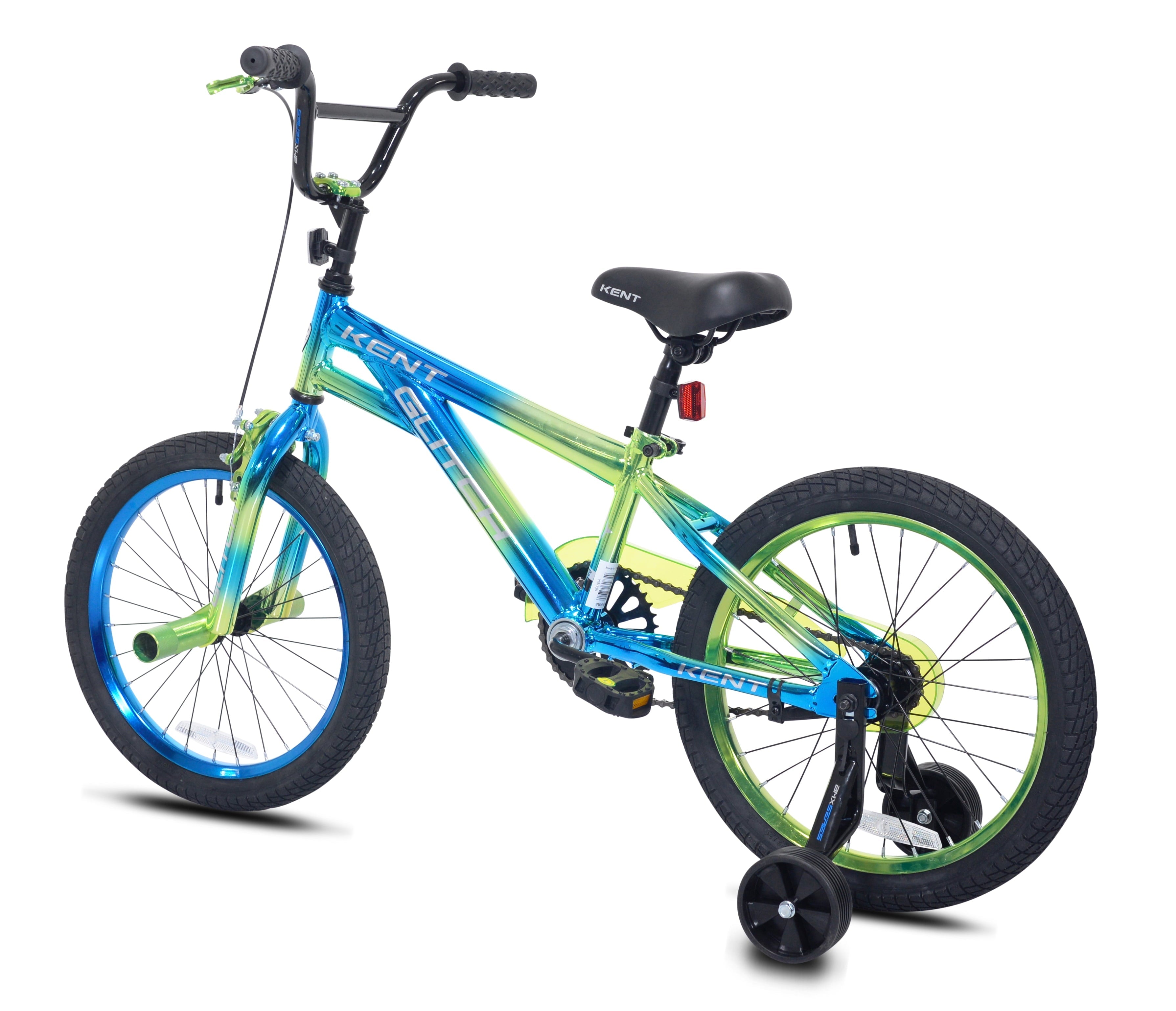 18 Kent Glitch BMX Child Bicycle, 18 Wheels, Kids Ages 6-12 Years, Blue/Green