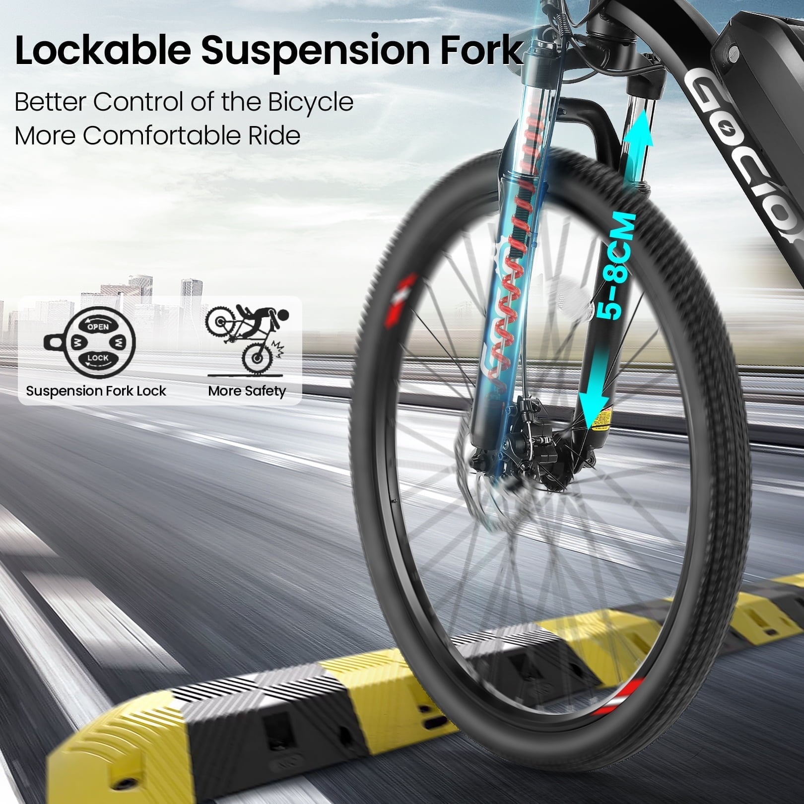 Gocio 26 Electric Bike, 350W Electric Bike for Adults 19.8MPH Electric Mountain Bike, LCD, Lockable Suspension Fork, 374.4Wh 36V Battery UL2849 Certified, 21-Speed E-Bikes Adult Electric Bicycle