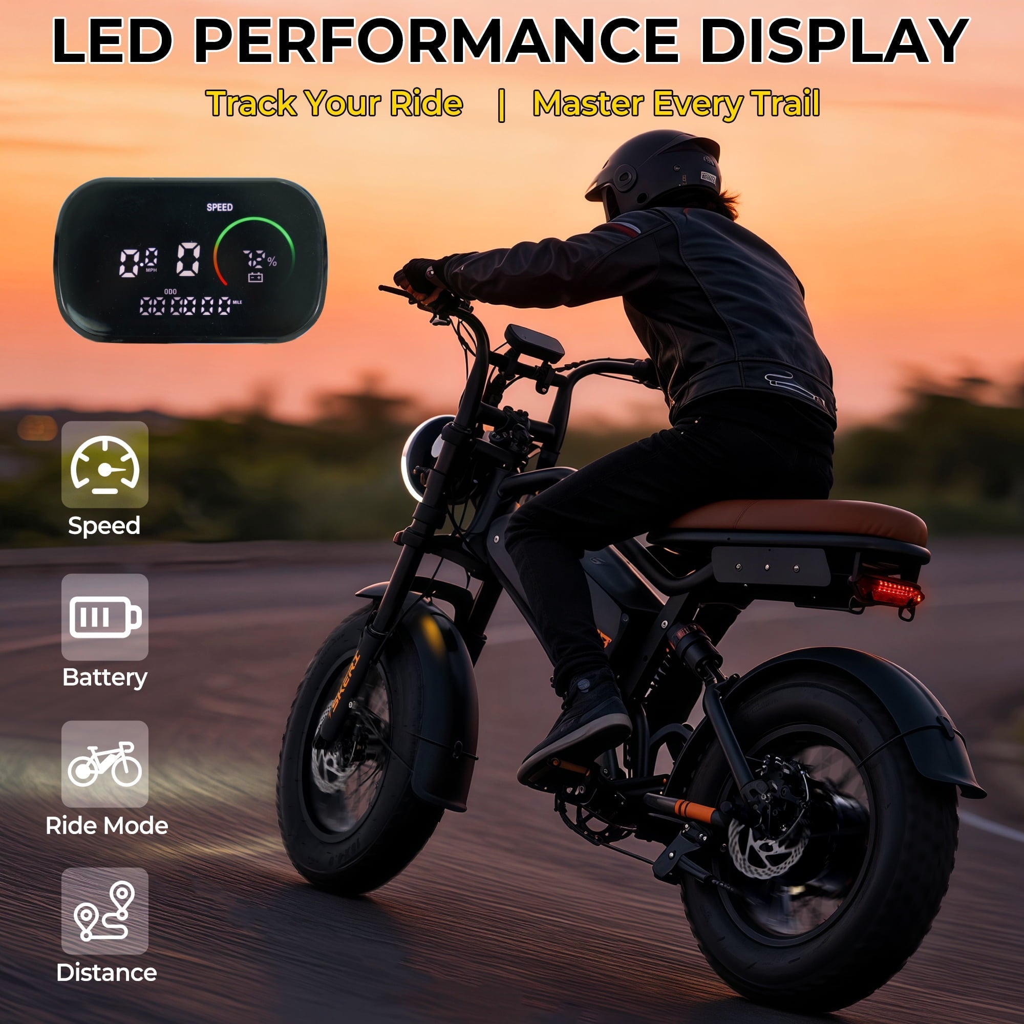 Skeri 750W (Peak 1000W) Electric Bike, 16” x 4” Fat Tire Dual Suspension E-Mountain Bikes, 48V 13Ah Battery UL2849