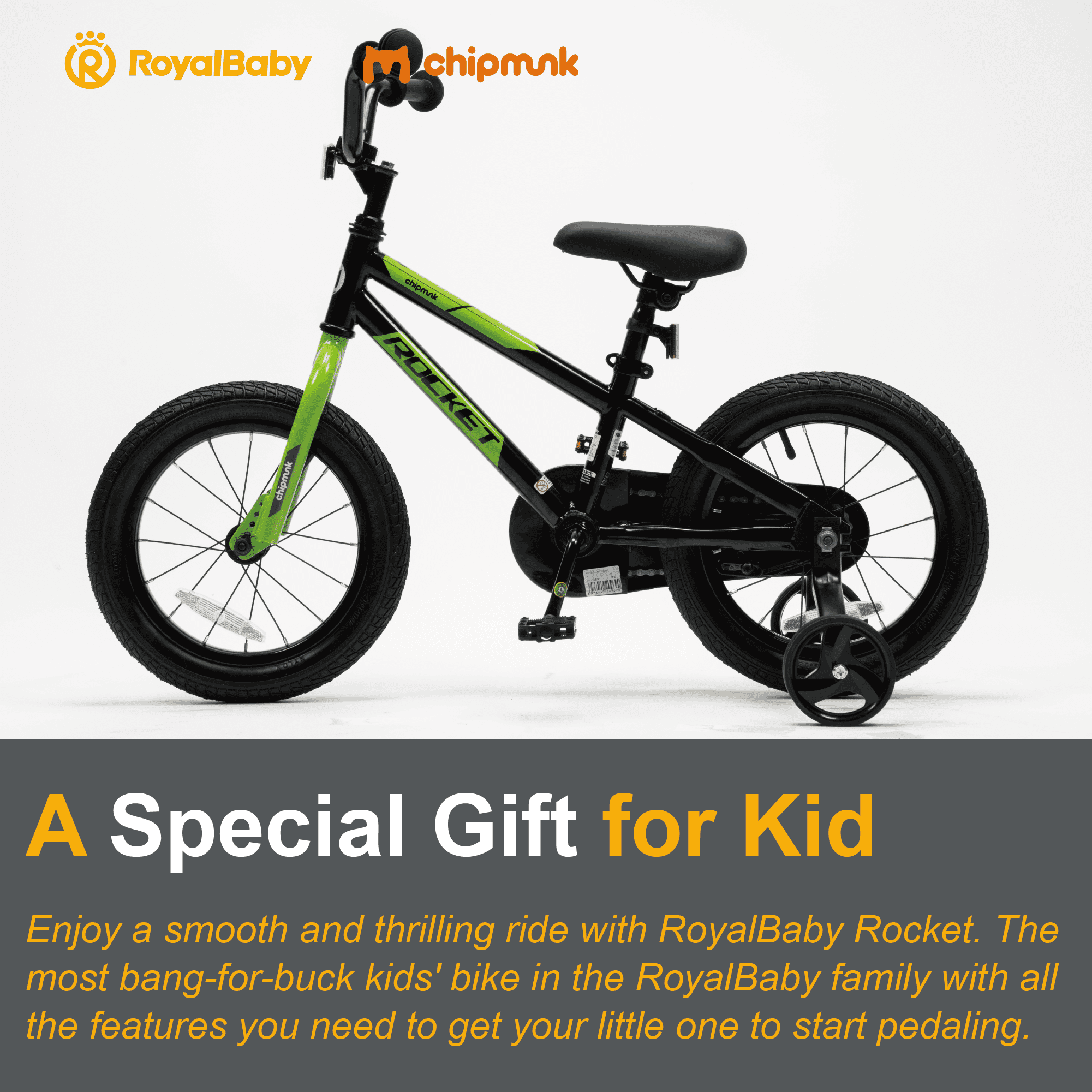 RoyalBaby Rocket Kids 14-Inch BMX Training Wheel Bicycle,Blue