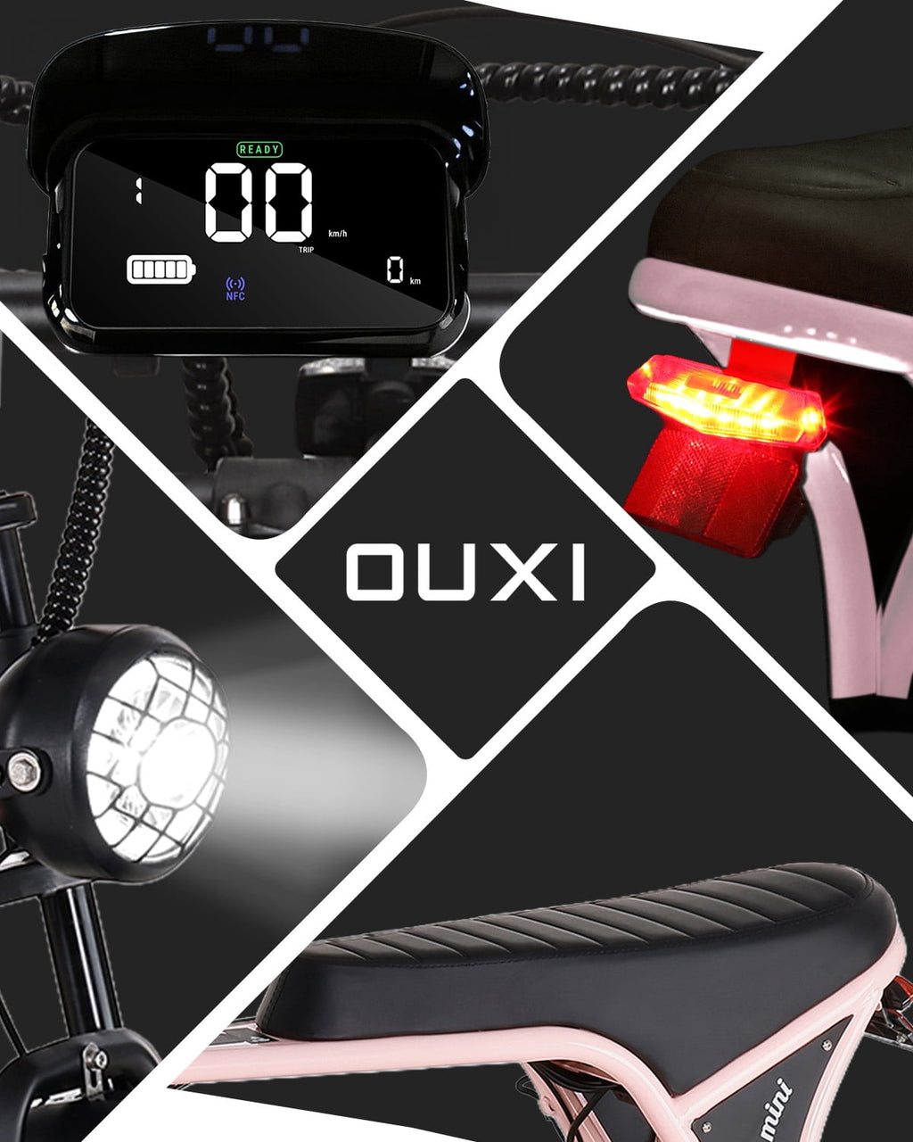 OUXI V8 Electric Bike for Adults, 20 Fat Tire Electric Mountain Bike Peak 750W, 48V 15Ah Battery, UL2849