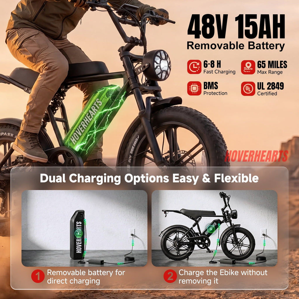 Electric Bike for Adults, 20 x 4” Fat Tire Electric Bicycle, 1500W Peak Motor 60 Miles, 48V 15Ah Removable Battery & 7 Speed Electric Mountain Bike , UL2849