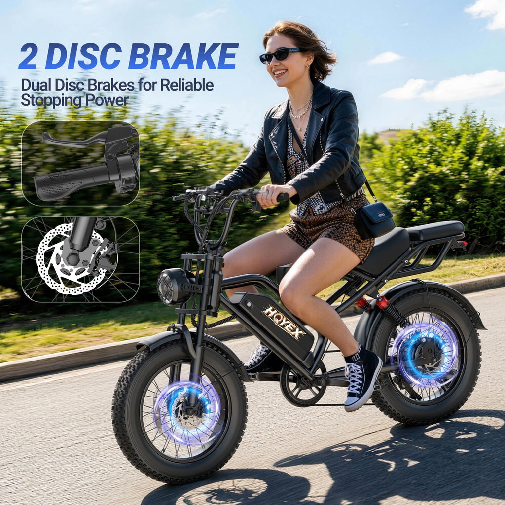 HQYEX HQ20 Adult Electric Bike, 1500W Brushless Motor, 20 Fat Tire Ebike, 48V 20Ah Removable Battery, 31MPH Top Speed with Dual Suspension & Dual Disc Brakes for All-Terrain Use