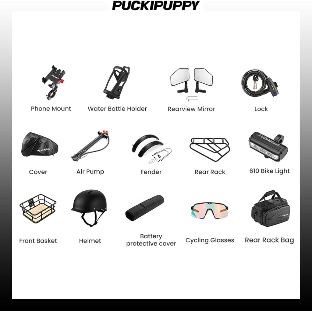 PUCKIPUPPY 26 Electric Bikes for Adults 960W Peak Step Through E-Bikes up to 80Miles Range 48V 20AH Battery Full Suspension Ebike 28 mph Max Speed Fat Tire E-Mountain Bike 7 Speed, UL2849 by SGS