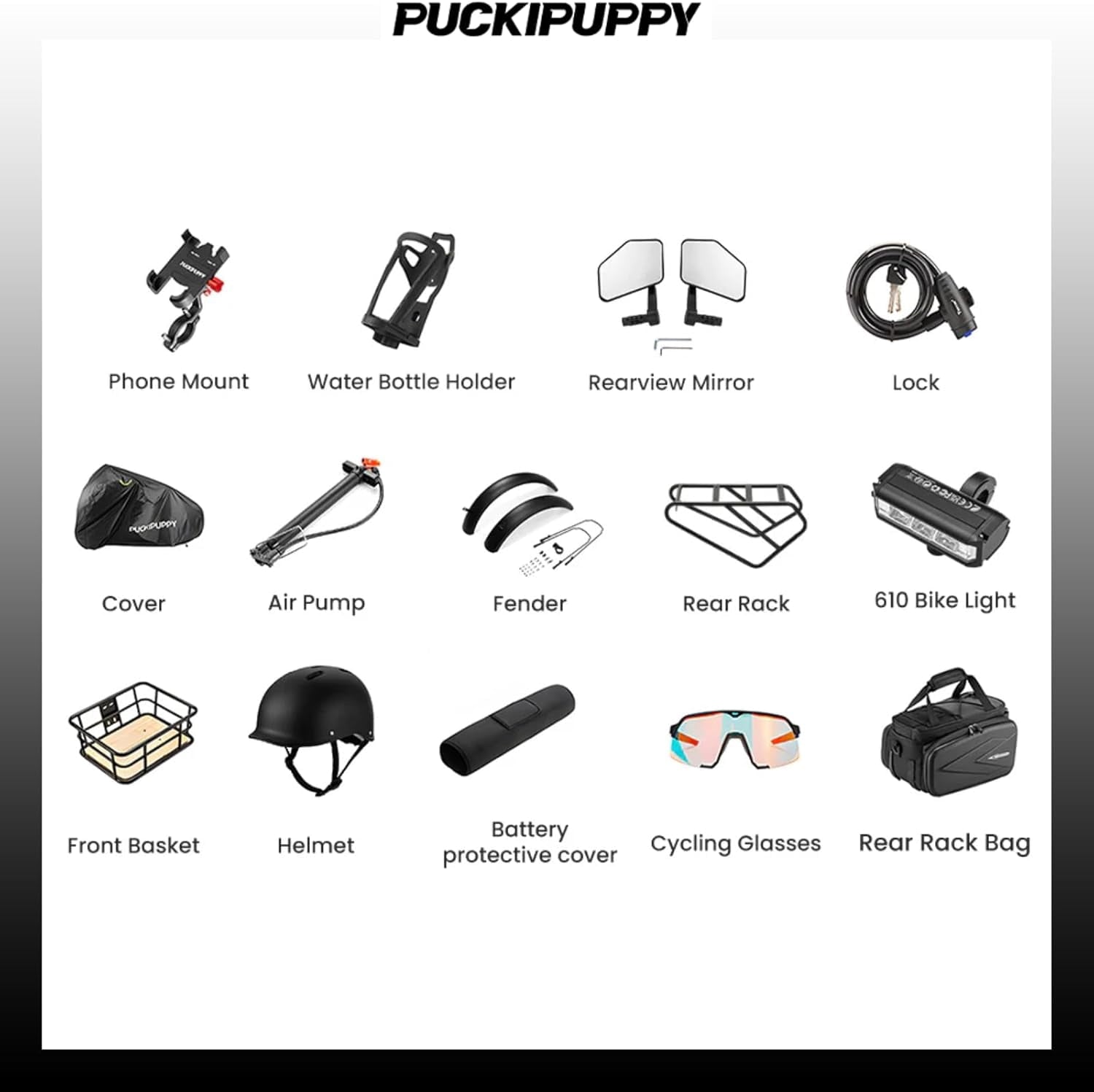 PUCKIPUPPY 26 Electric Bikes for Adults 960W Peak Step Through E-Bikes up to 80Miles Range 48V 20AH Battery Full Suspension Ebike 28 mph Max Speed Fat Tire E-Mountain Bike 7 Speed, UL2849 by SGS