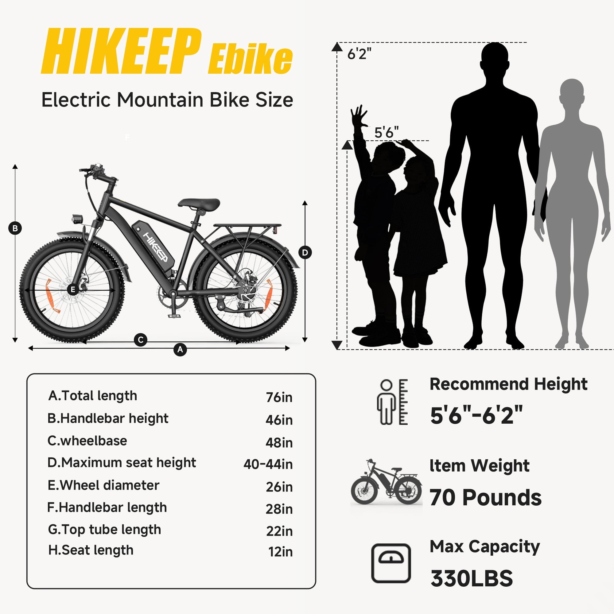 HiKeep 26 Electric Bike for Adults 1500W Peak, 48V 15.6Ah Removable Battery, 30MPH Electric Bicycle, 26x4 Fat Tire Mountain Ebike, Shimano 7 Speed, UL2849, Black