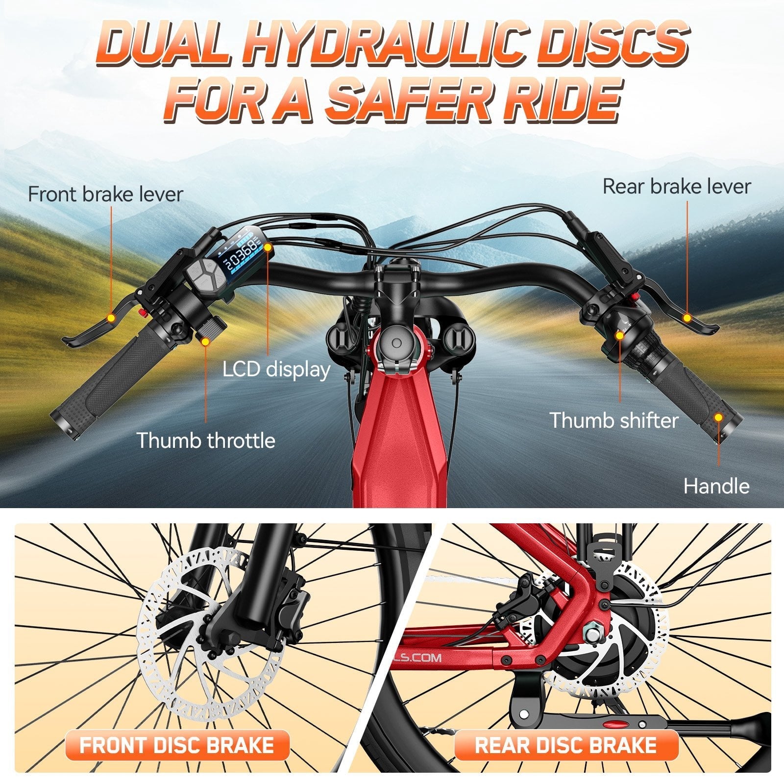 TST Electric Bike for Men, Peak 1000W E Mountain Bike, Electric Bicycle, 27.5 Tire EBike, Hydraulic Disc Brakes, 48V/15Ah Battery