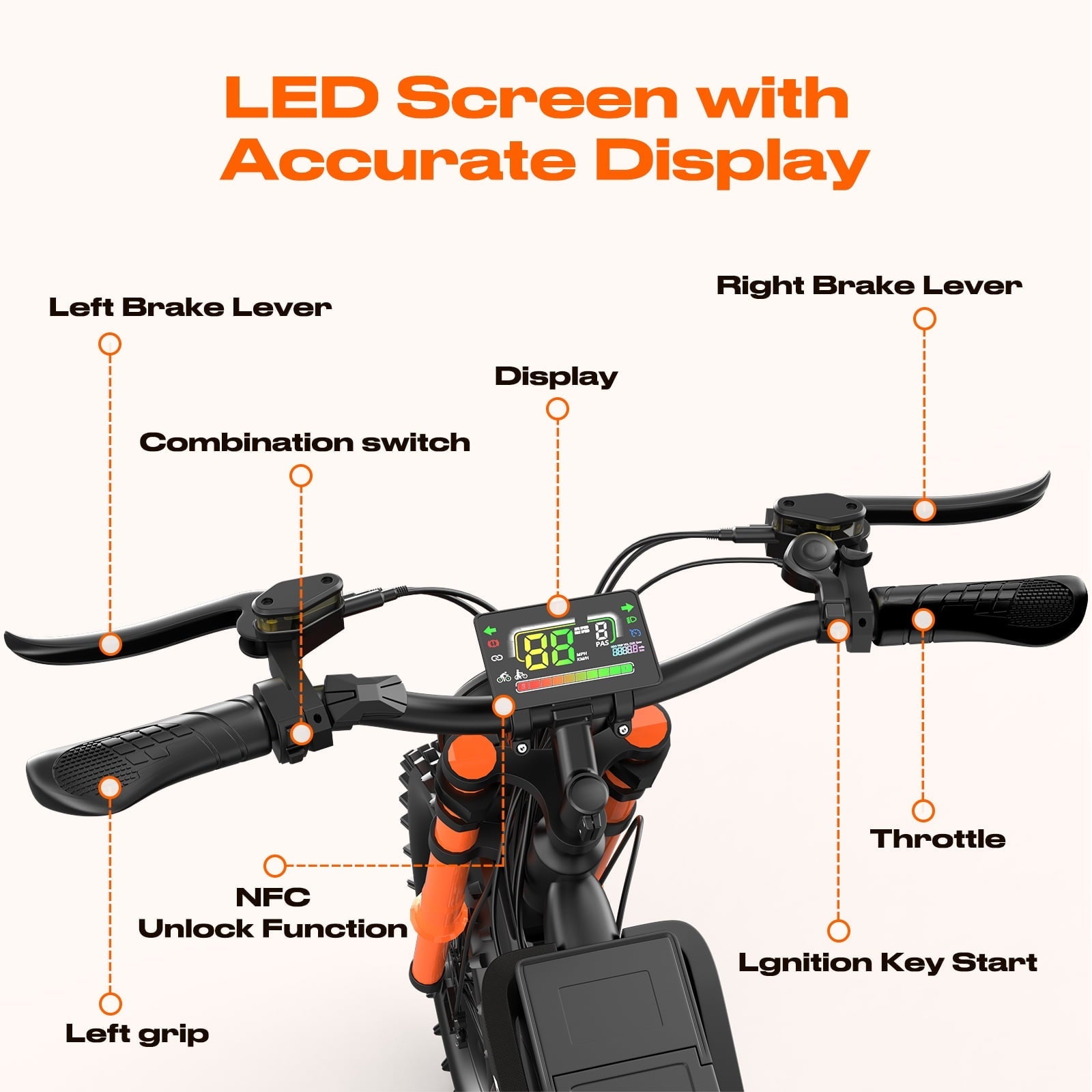 Electric Dirt Bike, 3000W Peak Motor, 35MPH Electric Motorcycle,48V/25AH Battery E Mountain bike, 5 PAS Speeds, Hydraulic Brakes, UL2849 Full Suspension 16 Off Road Tire