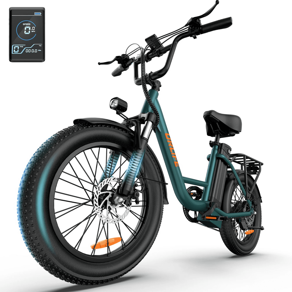 URLIFE 3.0 Fat Tire Ebike, 20 Electric Bicycles for Adult, 750W Peak Motor, 48V 13AH Remobavle Battery, 7-Speed Commuting Ebike, UL2849-Black