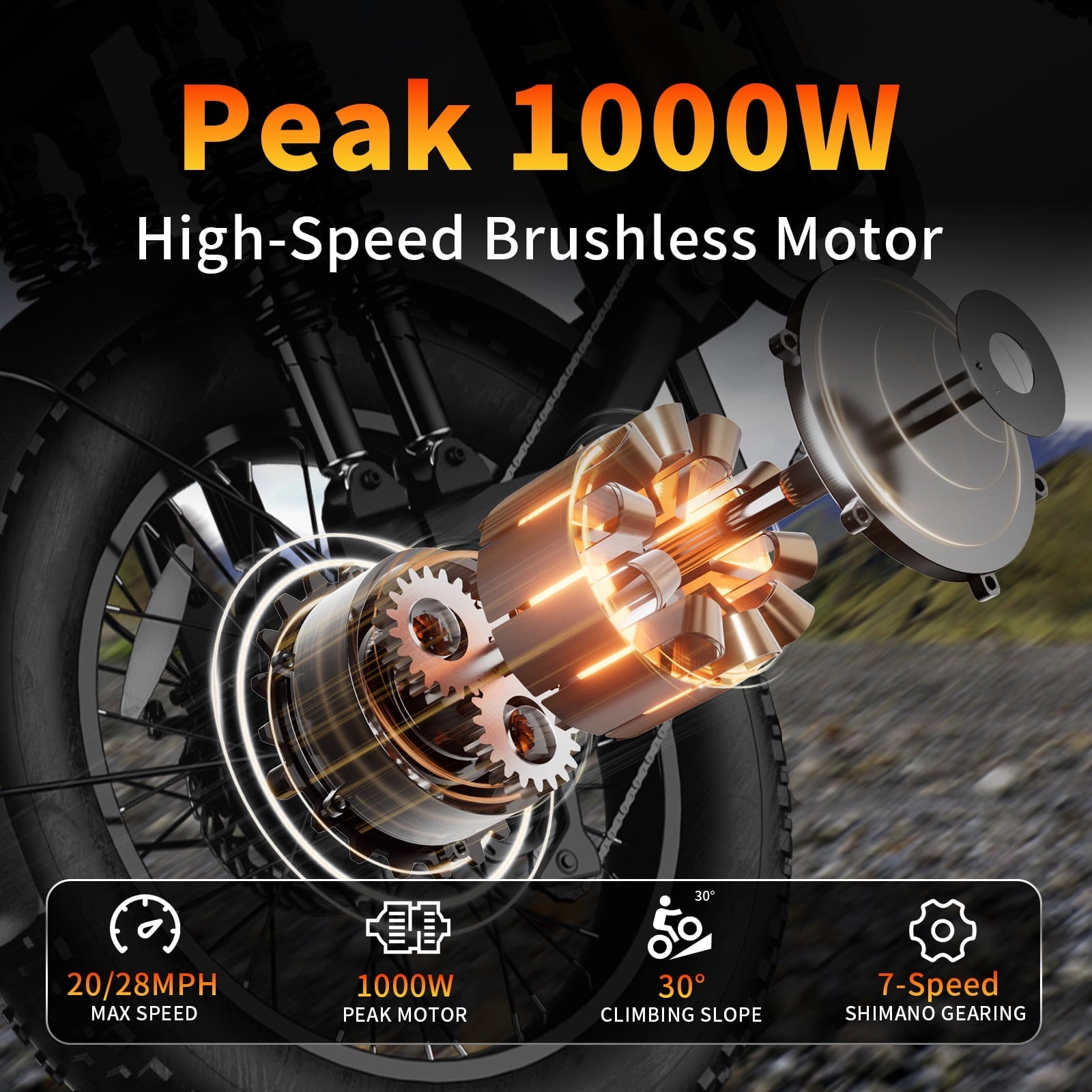 Electric Bike for Adults, 750W Peak Motor 20MPH, 48V 13Ah Battery 40-65Miles Ebike Moped Style, 20*4.0'' Fat Tire Electric Dirt Bike, Off Road Electric Bicycle with Full Suspensio UL2849