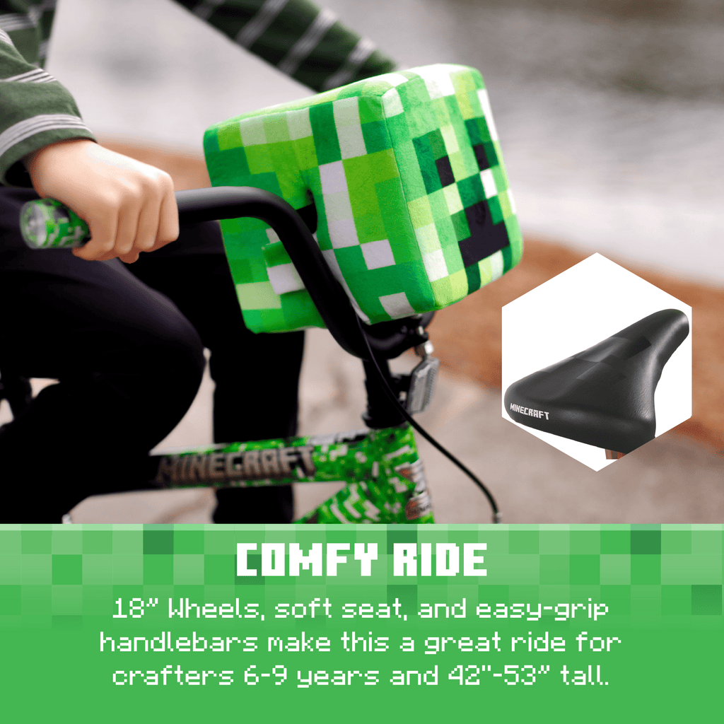 Dynacraft Minecraft Unisex 18-Inch BMX Bike for Kids Aged 6-9, Green