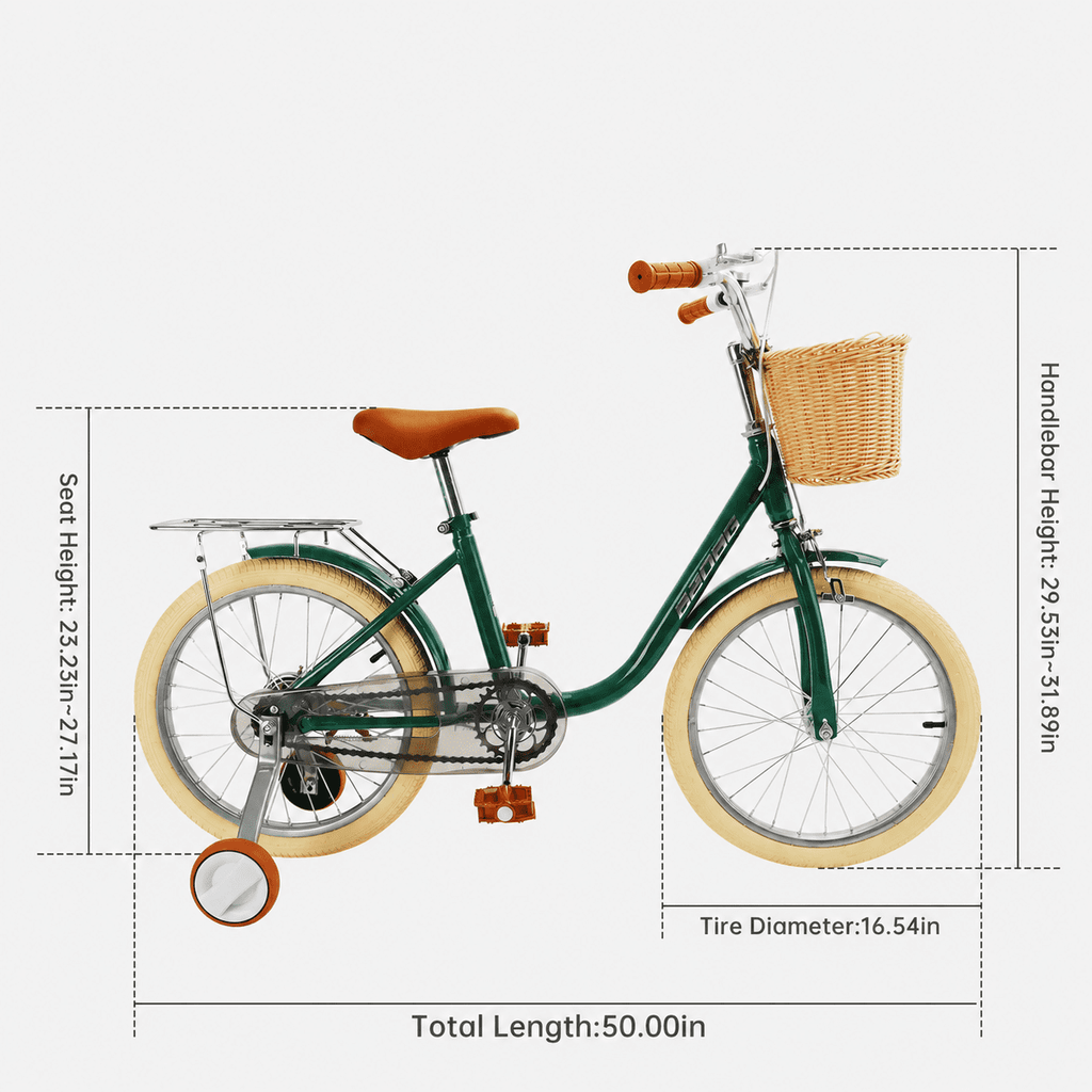 18 Inch Kids Bike with Removable Training Wheels, Adjustable Seat, Steel Frame & Dual Brake, Kids Bicycle for 6-10 Years Old Toddler Girls Boys