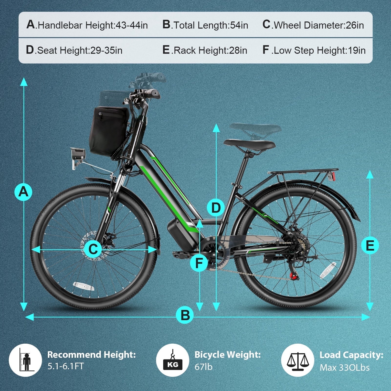 Elifine 500W Electric Bike for Adults, 26 Commuter Electric Bicycle 19.8mph City Ebike with 5 Riding Modes, 48V 7.8Ah Removable Battery UL 2849, LCD Intelligent Display Hybrid Electric Bike Red