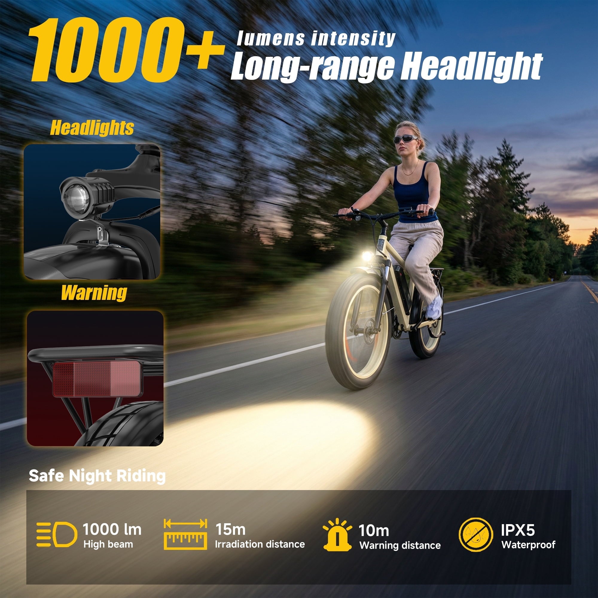750W 1500W Electric Bike for Adults, 48V 15.6Ah Removable Battery, 26x4 Fat Tire Ebike, 7 Speed Shimano, Rear Rack, UL2849, Black
