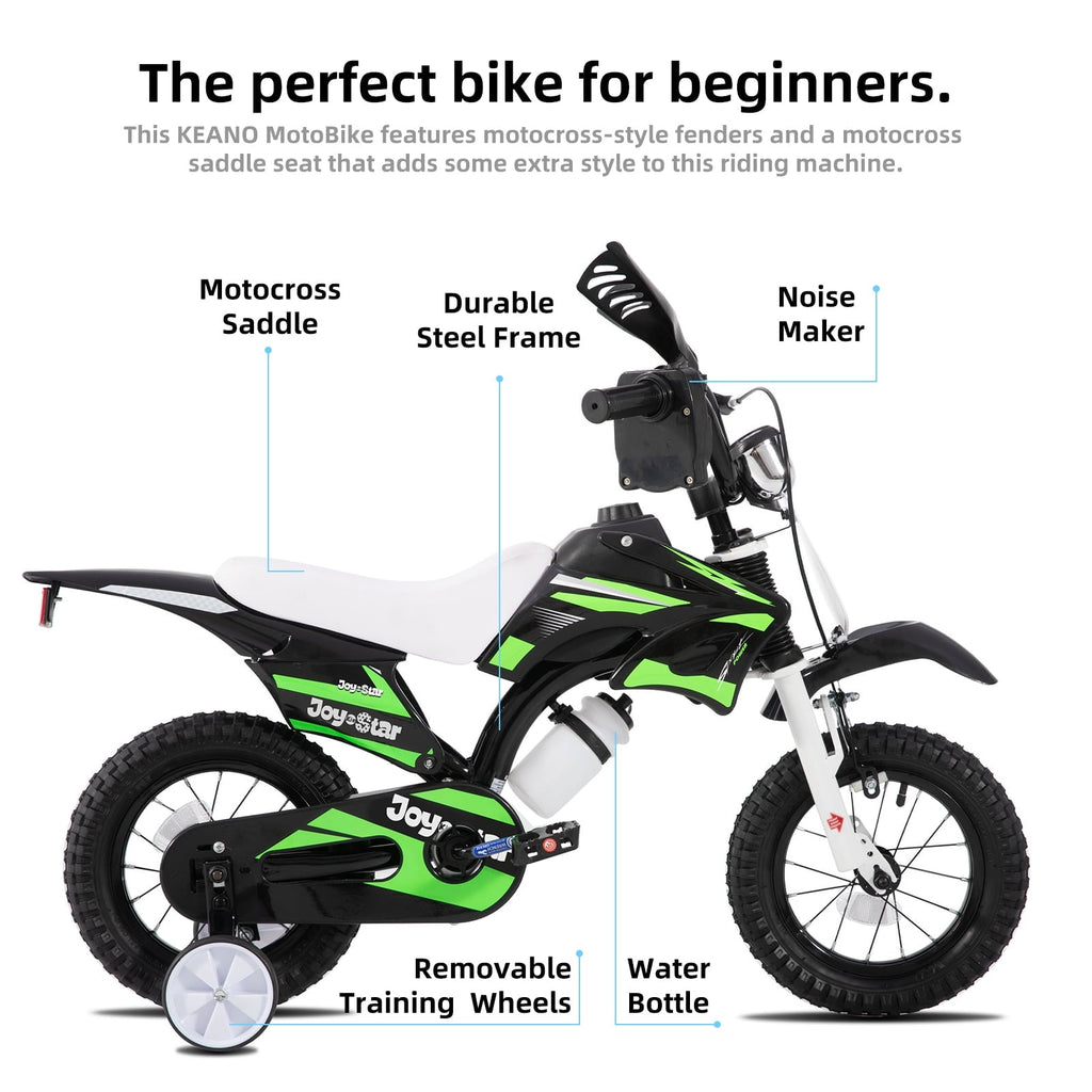 JOYSTAR Motocross Style Kids Bike for Boys Girls Ages 2-4 Years, 12 Inch Children Bicycles Black