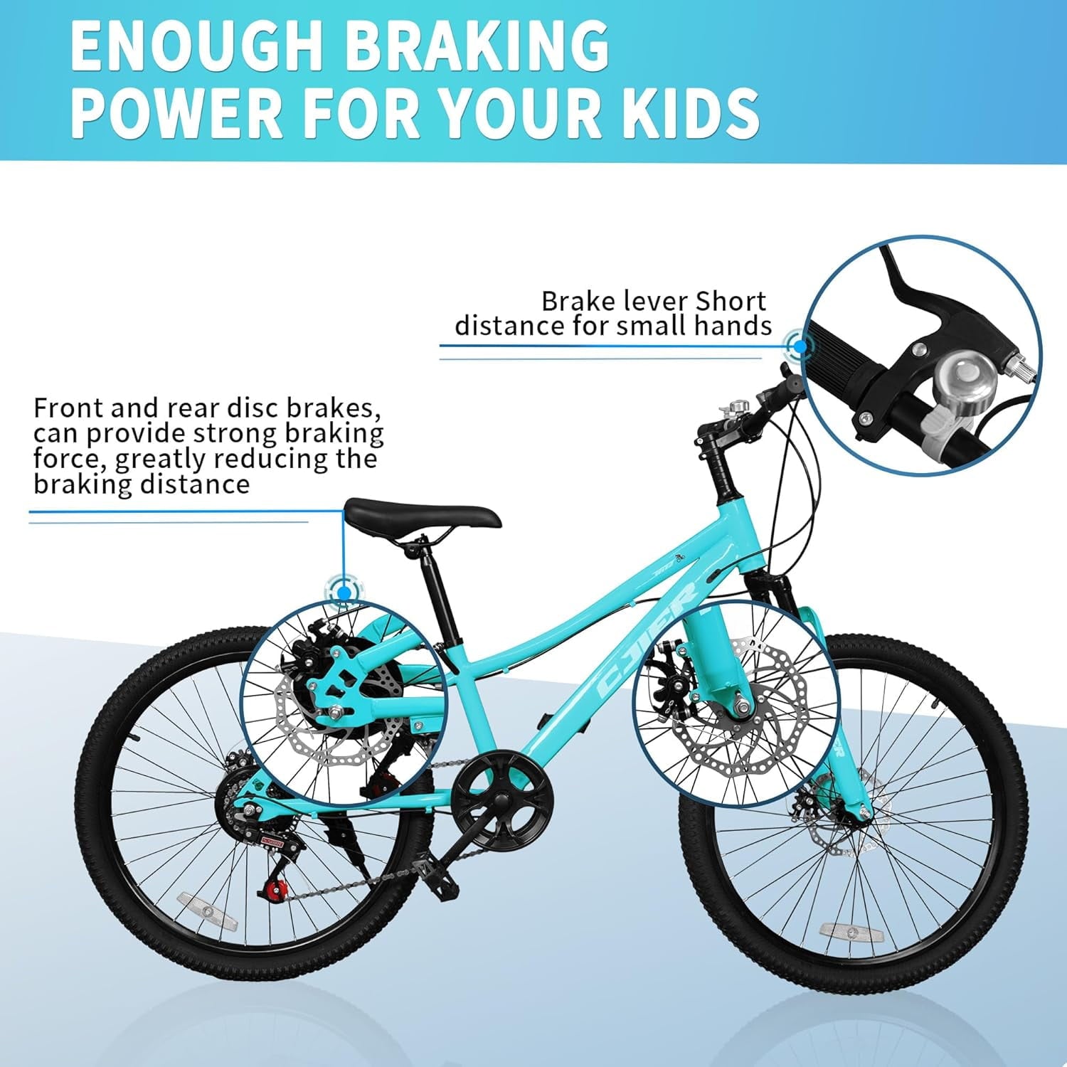 DEYGIA 20 Inch Kids Mountain Bike, Bikes for Boys, 7-Speed with Front Suspension, Dual Disc Brakes & Knobby Tires for Ages 6-14, Multi Color
