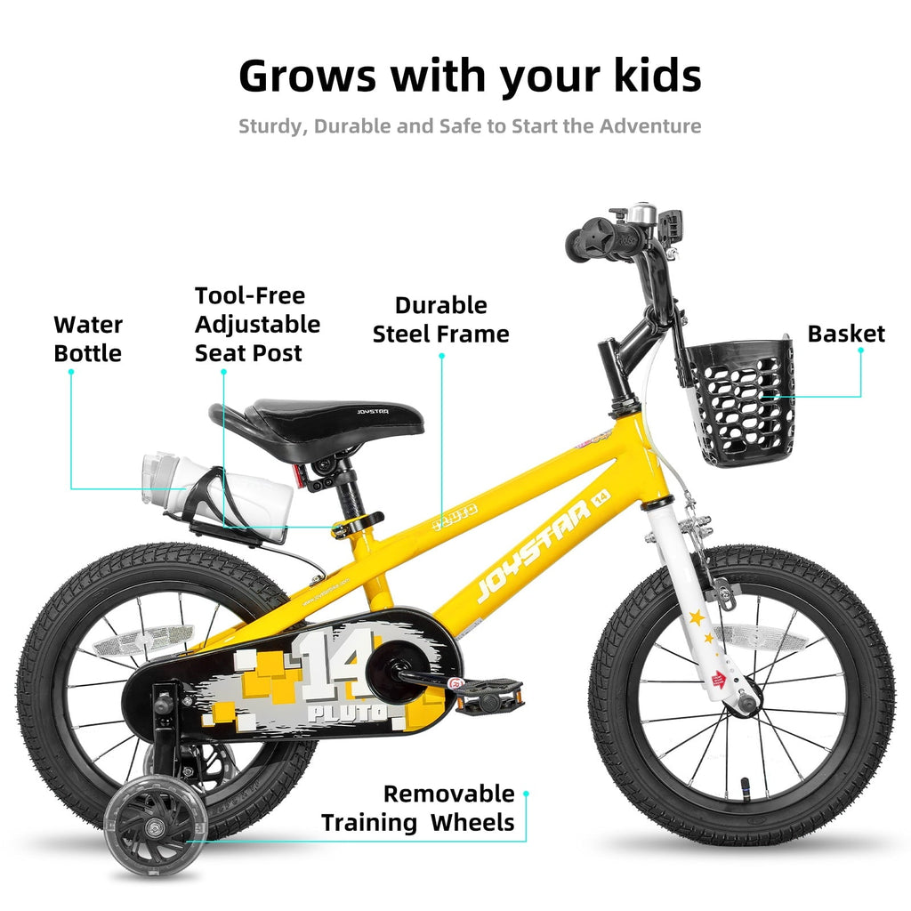JOYSTAR Pluto Kids Bike with Training Wheels for 12 inch Bike, Gray