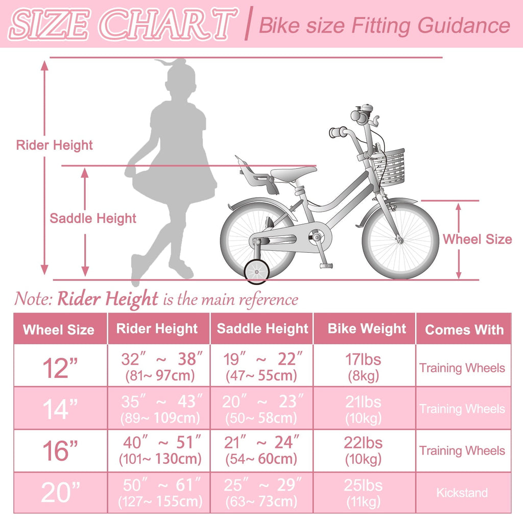 KORIMEFA Girl Bike for Toddlers and Kids Ages 3-6 Years Old, 12 inch Kids Bike with Training Wheels & Basket, 12 in Girl Bicycle with Handbrake & Kickstand