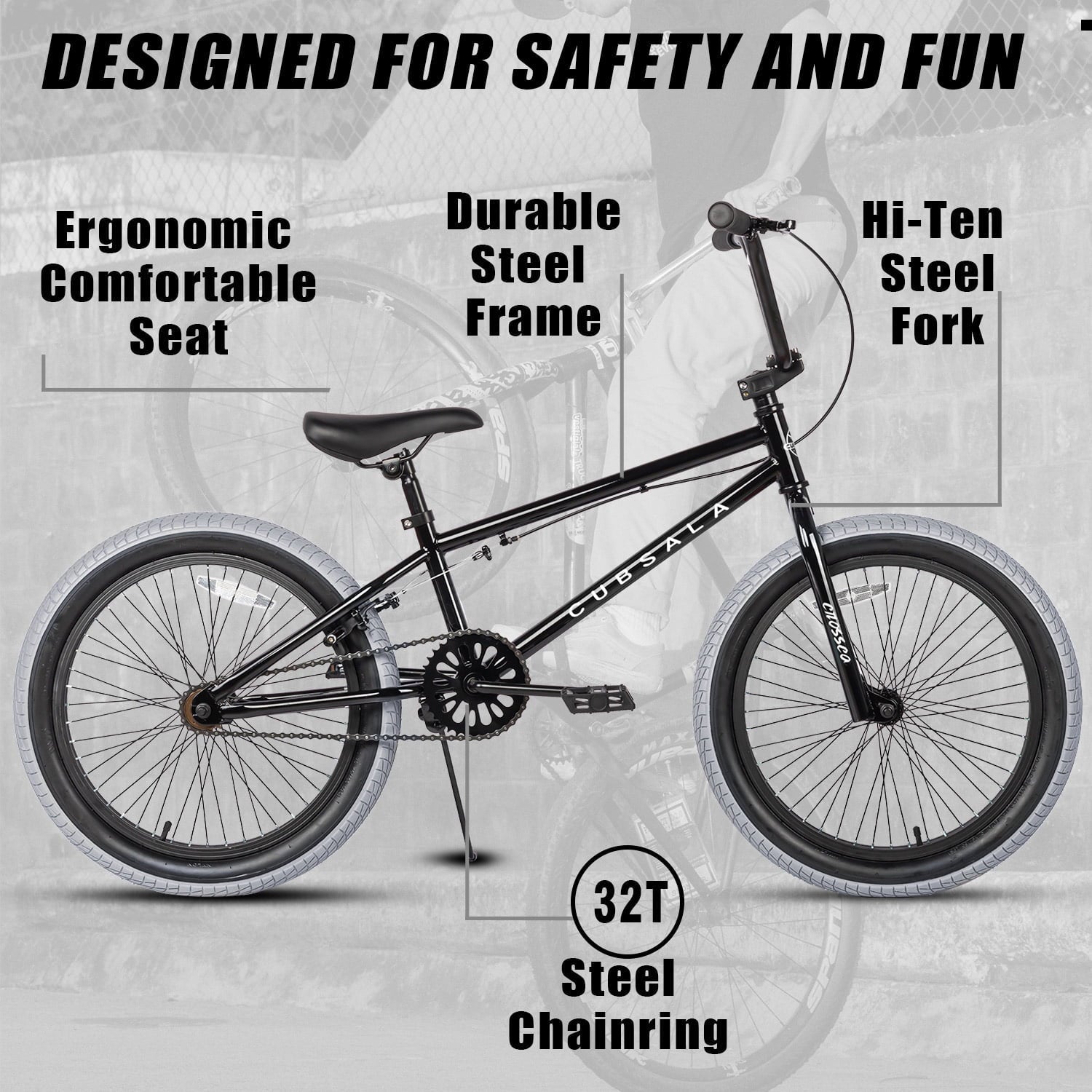 cubsala 18 in Freestyle BMX Kids Bike for Age 5-8 Years Old Boys Girls,Blue