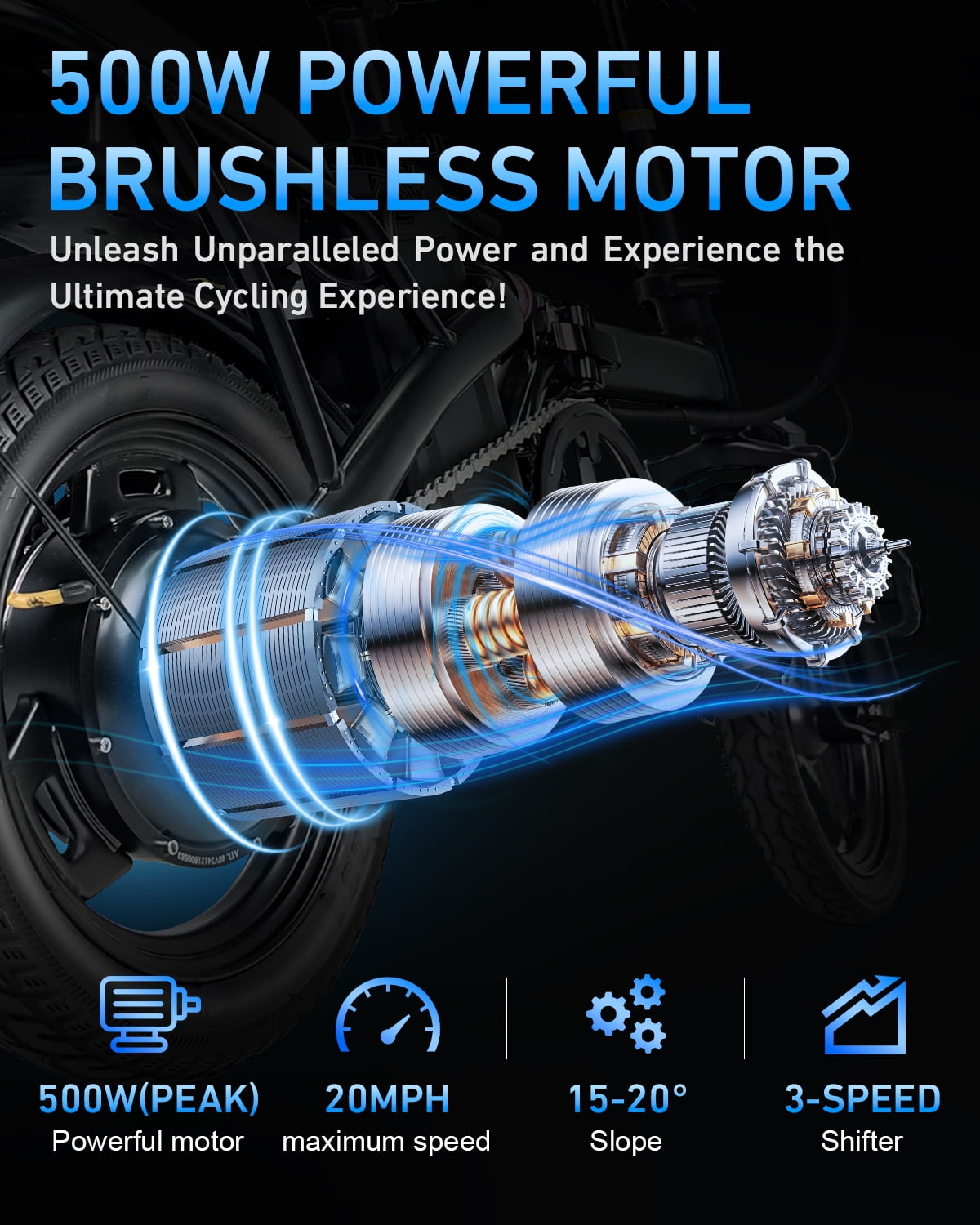 BroPath Electric Bike for Adults, Ebike, Electric Bicycle with 576WH Removable Battery,14 Folding Ebike, 21MPH,20+ Miles(MAX),500W High Motor,Multi-Shock Absorption,Commuting Mini E Bikes,UL2849
