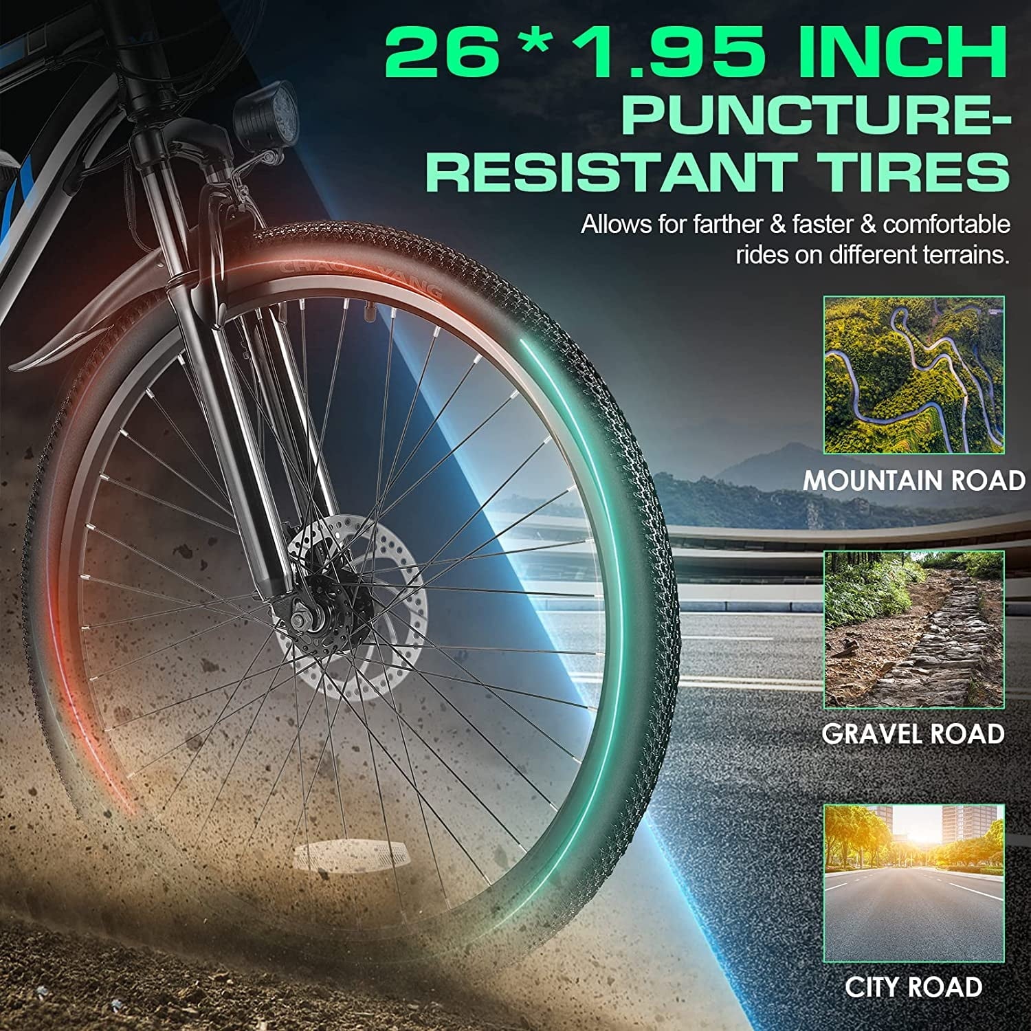 Vivi Electric Bike for Adults 26 Electric Mountain Bike 500W Cruise Control Electric Commuter Bike 21 Speed with Removable 48V Battery