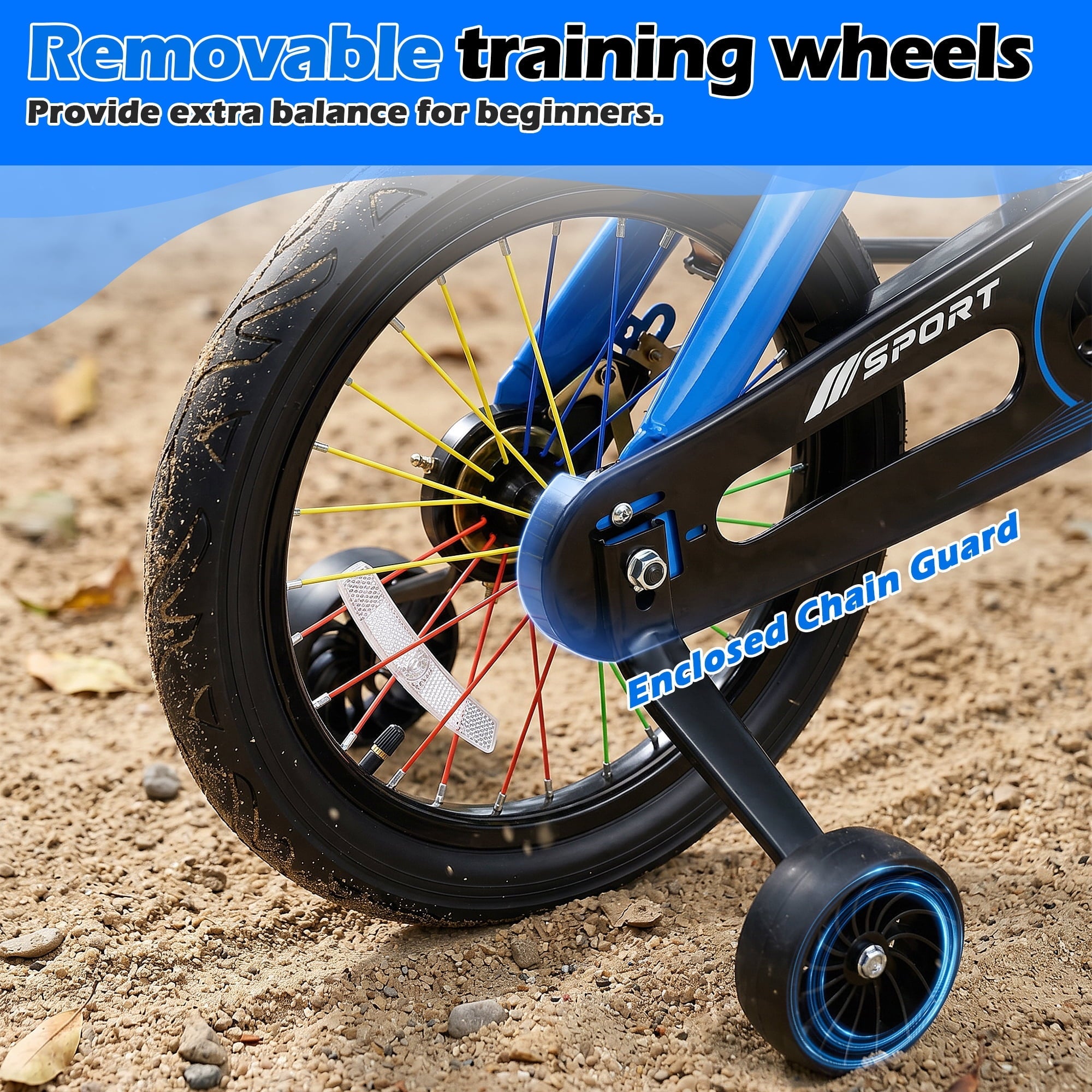 Enjoyrun 14 Kids Bike,Bike for Boys and Girls with Training Wheels,Children's Bicycles for Ages 3–7,Blue