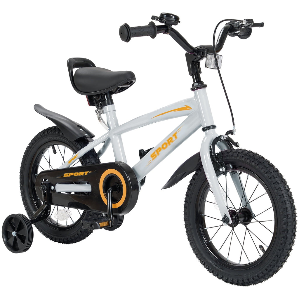 Naipo 16 Inch Kid Bikes for Boys and Girls Kid Bicycles with Kickstand and Training Wheels Boys Bike Gray-Orange