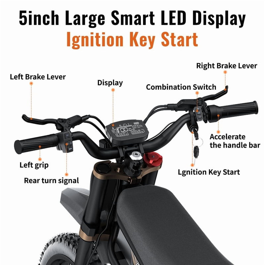 Riding'times GT54 PRO Electric Dirt Bike for Teens Adults,60V 25AH 40MPH Ebike with 14/12 Motorcycle Tire,3000W Dual Hydraulic Brakes Mountain Off-Road Dirtbike