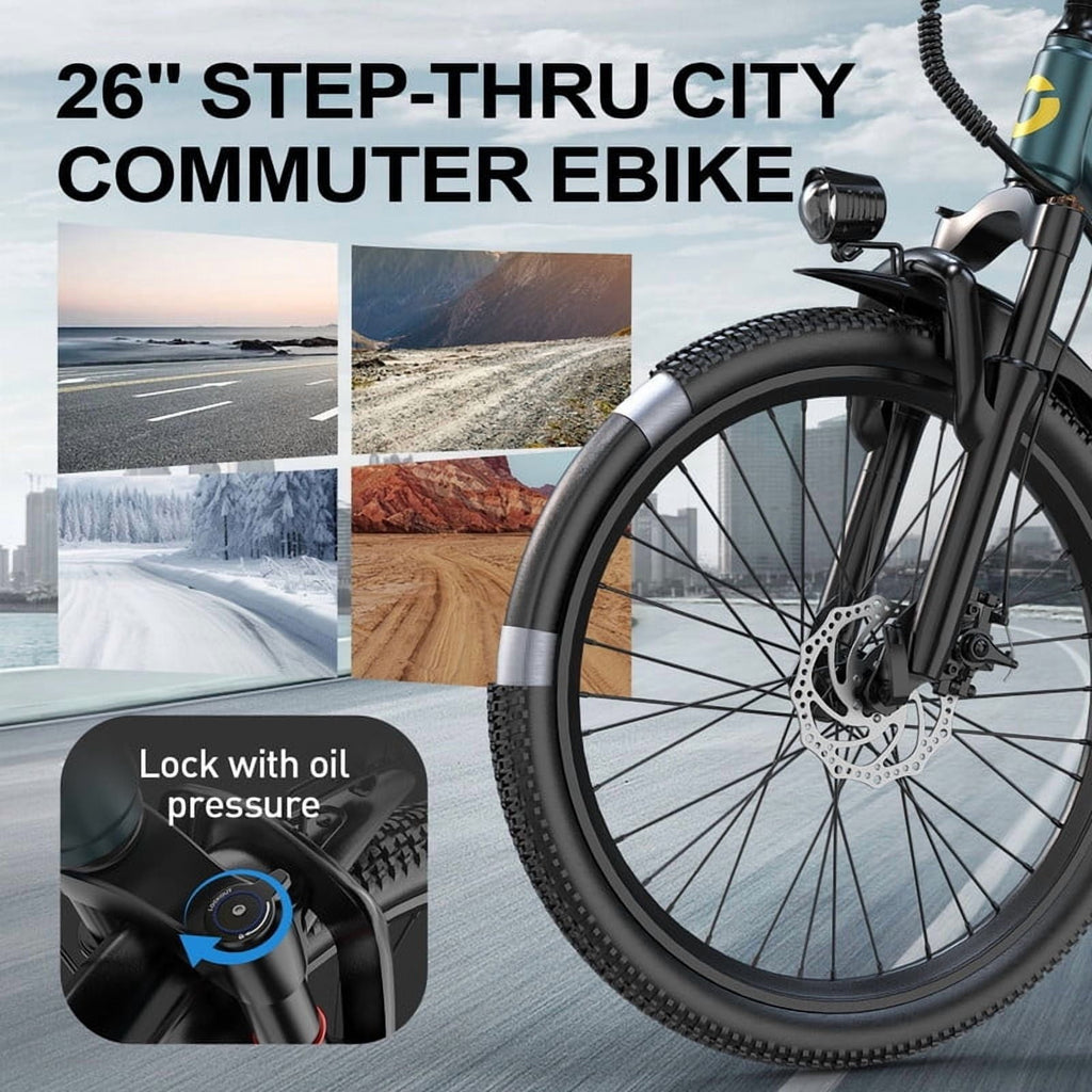 Unibike 26Electric Bike for Adults, Top Speed 22 MPH, 400W Ebike for Teens, 36V 10AH Lithium Battery, Mountain E Bike, Blue