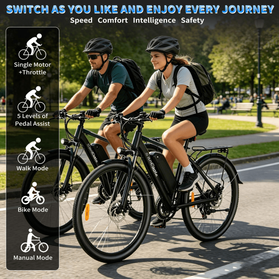 Saneagle 700W City Electric Bike for Adults, 36V 10.4Ah Removable Battery, 26 Commuter E-Bike, Shimano 21 Speed, UL 2849 Certified, Black