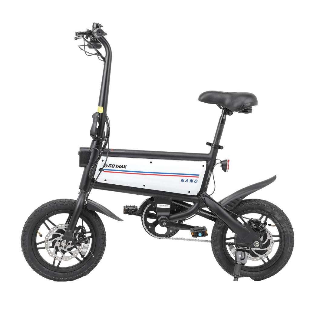 Gotrax Nano 14 Folding Adult Electric Bike,15.5mph 36V 350W Peak Foldable City Bike With LED Light,White