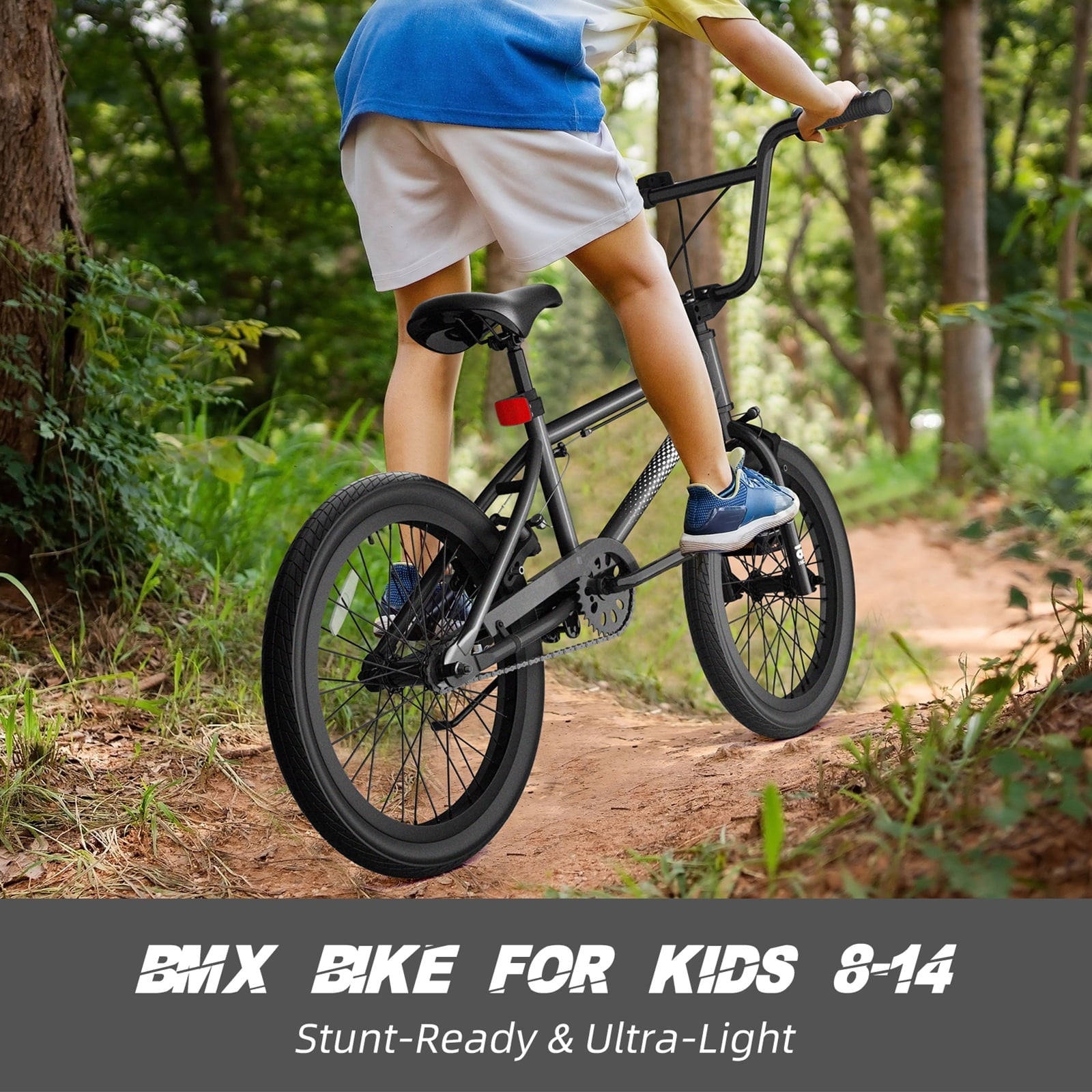 KORIMEFA Freestyle Kids BMX Bikes 18 20 Inch Kids Bicycles for Years Old Boys Girls Teen with Adjustable Seat and Handbrake, for Kids 8-12 Beginner-Level to Advanced Rider