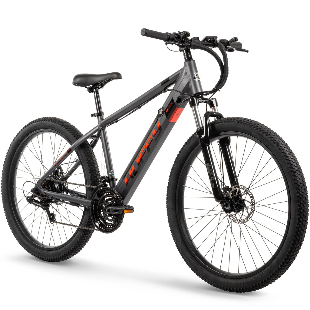 Huffy 27.5 Vertis 36V Electric Mountain Bike, Fits Riders 60+, Gray, Adult, Unisex