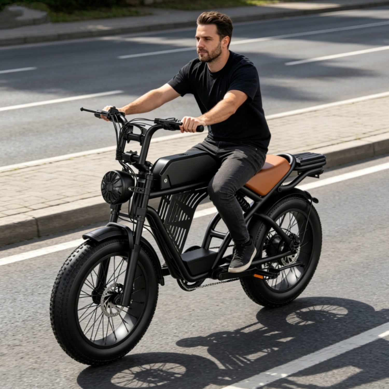 ASKGO Electric Bike for Adult, 2200W Peak Electric Dirt Bike, 100 Miles, 7 Speed Electric Motorcycle, 48V Removable Battery, 20 Fat Tire Off Road Ebike, Full Suspension Ebike for Snow/Beach/Mountain