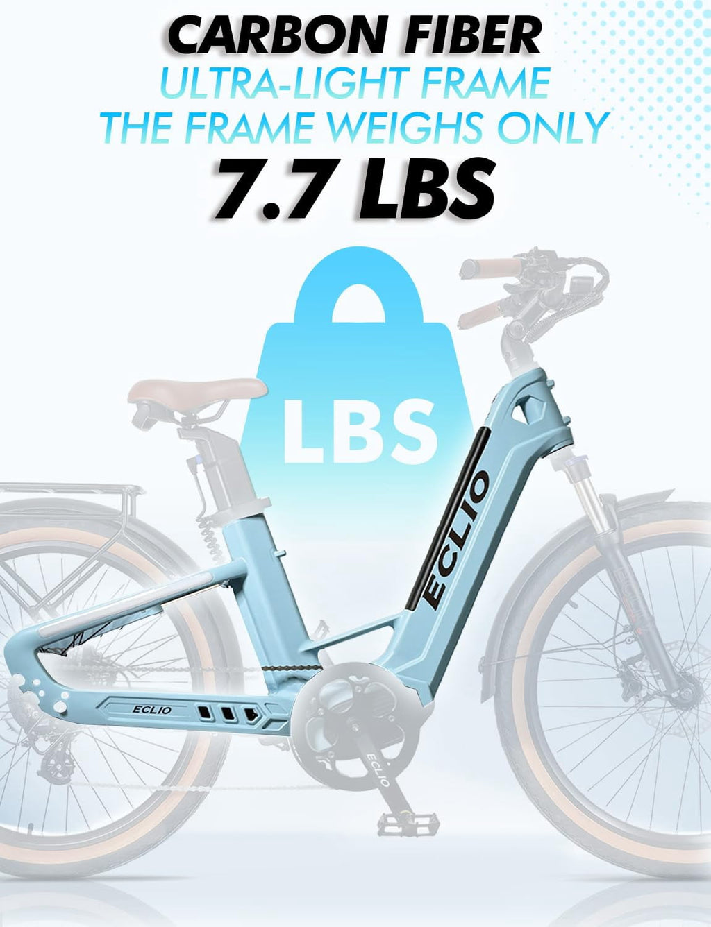 26 Carbon Fiber Electric Bike for Adults, 750W Motor 24MPH Lightweight Commuter E-Bike, 48V Dual Battery 128 Miles Long Range, 13+ Adult Electric Bicycle - Gray
