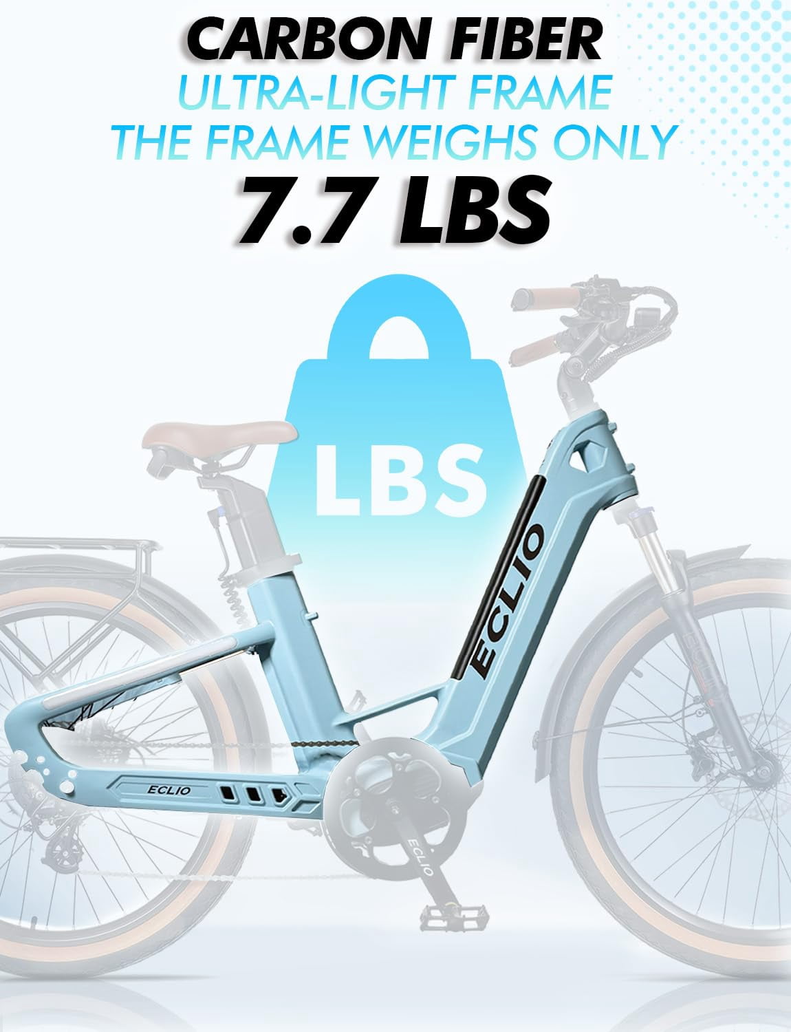 26 Carbon Fiber Electric Bike for Adults, 750W Motor 24MPH Lightweight Commuter E-Bike, 48V Dual Battery 128 Miles Long Range, 13+ Adult Electric Bicycle - Gray