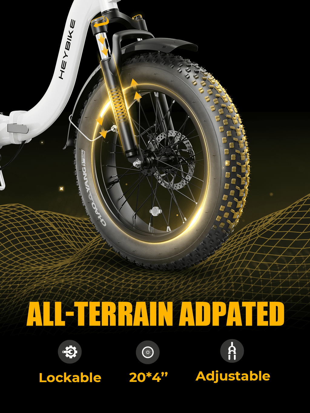 Heybike Ranger 2.0 Electric Bike for Adults, 1400W Peak Motor Foldable Ebike with 600Wh Removable Battery, 20 Fat Tire All-Terrain Electric Bicycle with Front Suspension, UL 2849