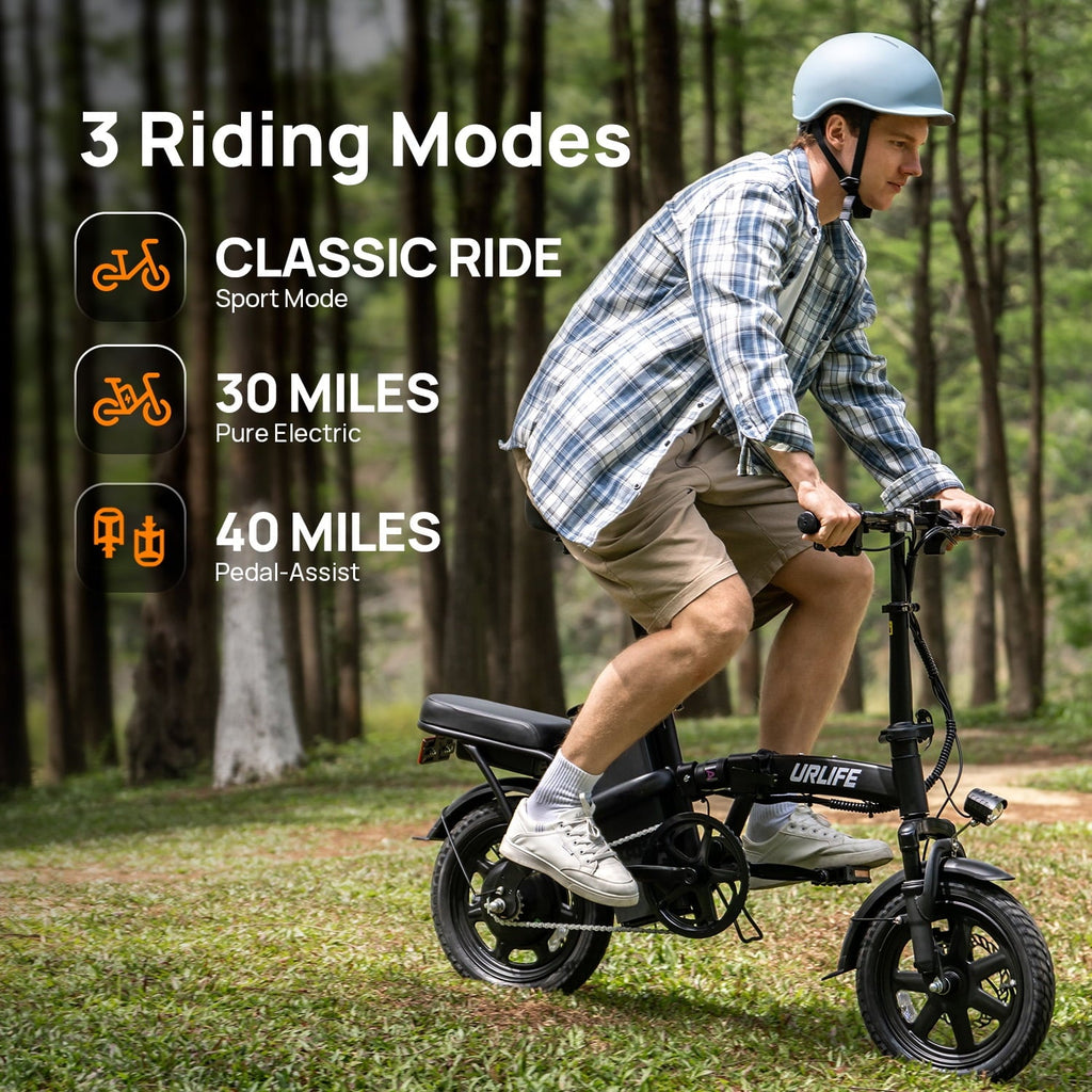 URLIFE 14Folding Electric Bike for Adults,500W Peak Motor,48V 7.5AH Removable Battery,Mini Ebike for Adults City Commuter,UL2849-Black